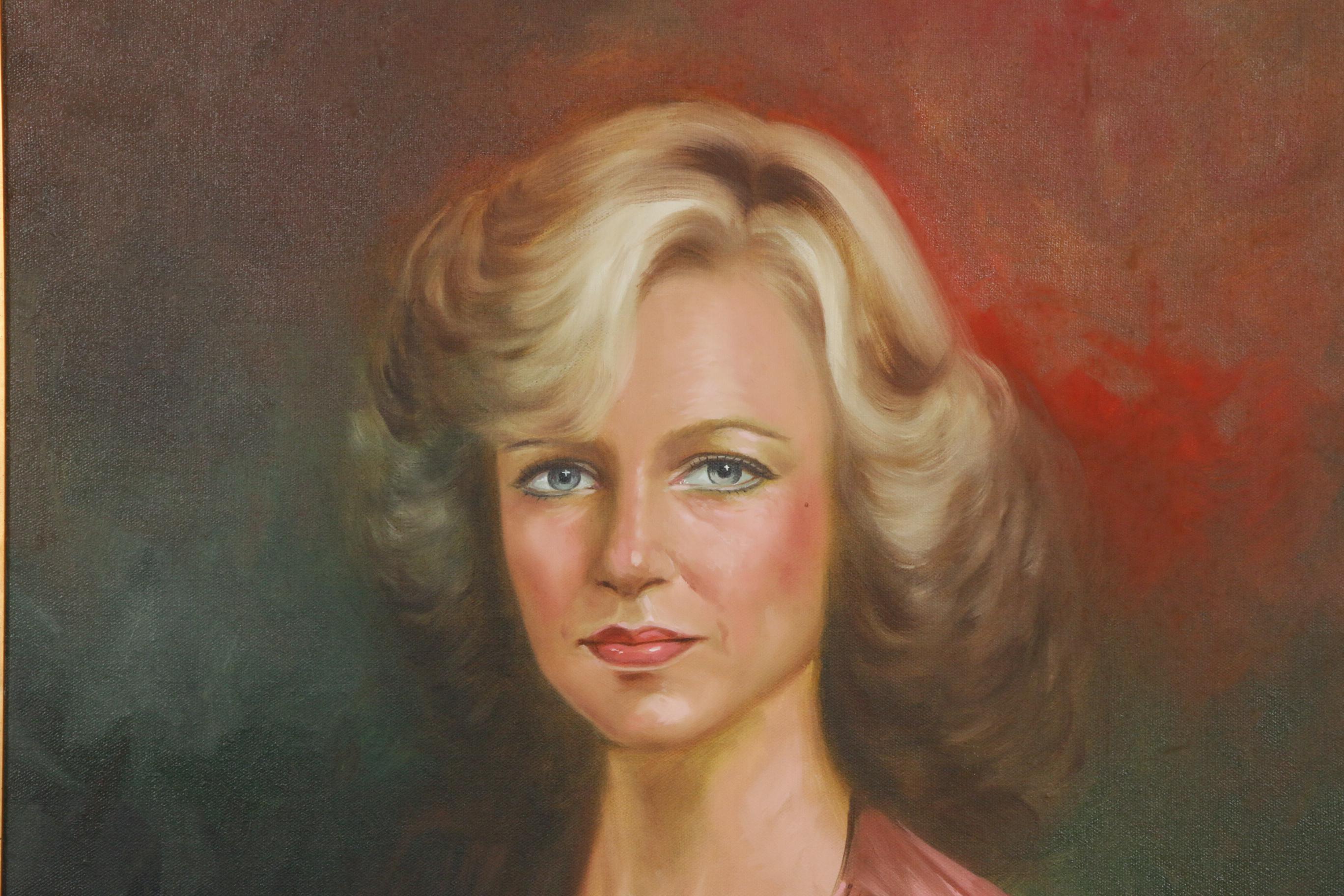 Victor Lee Portrait of Woman Oil Painting, 1979