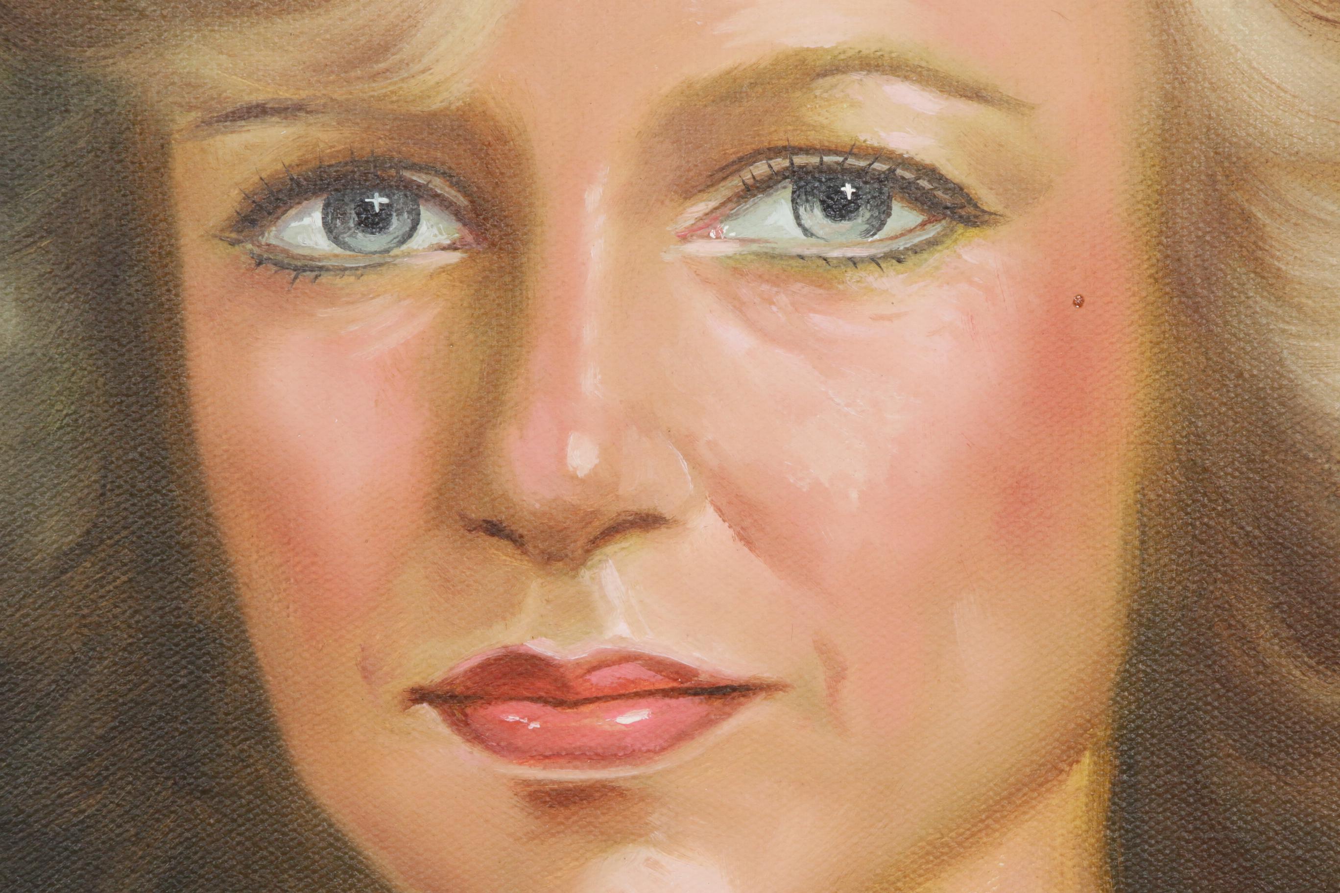 Victor Lee Portrait of Woman Oil Painting, 1979