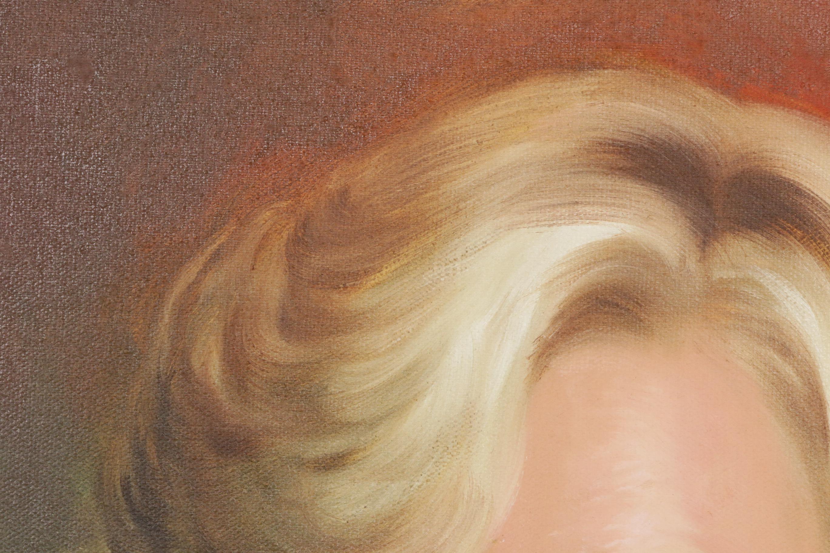 Victor Lee Portrait of Woman Oil Painting, 1979