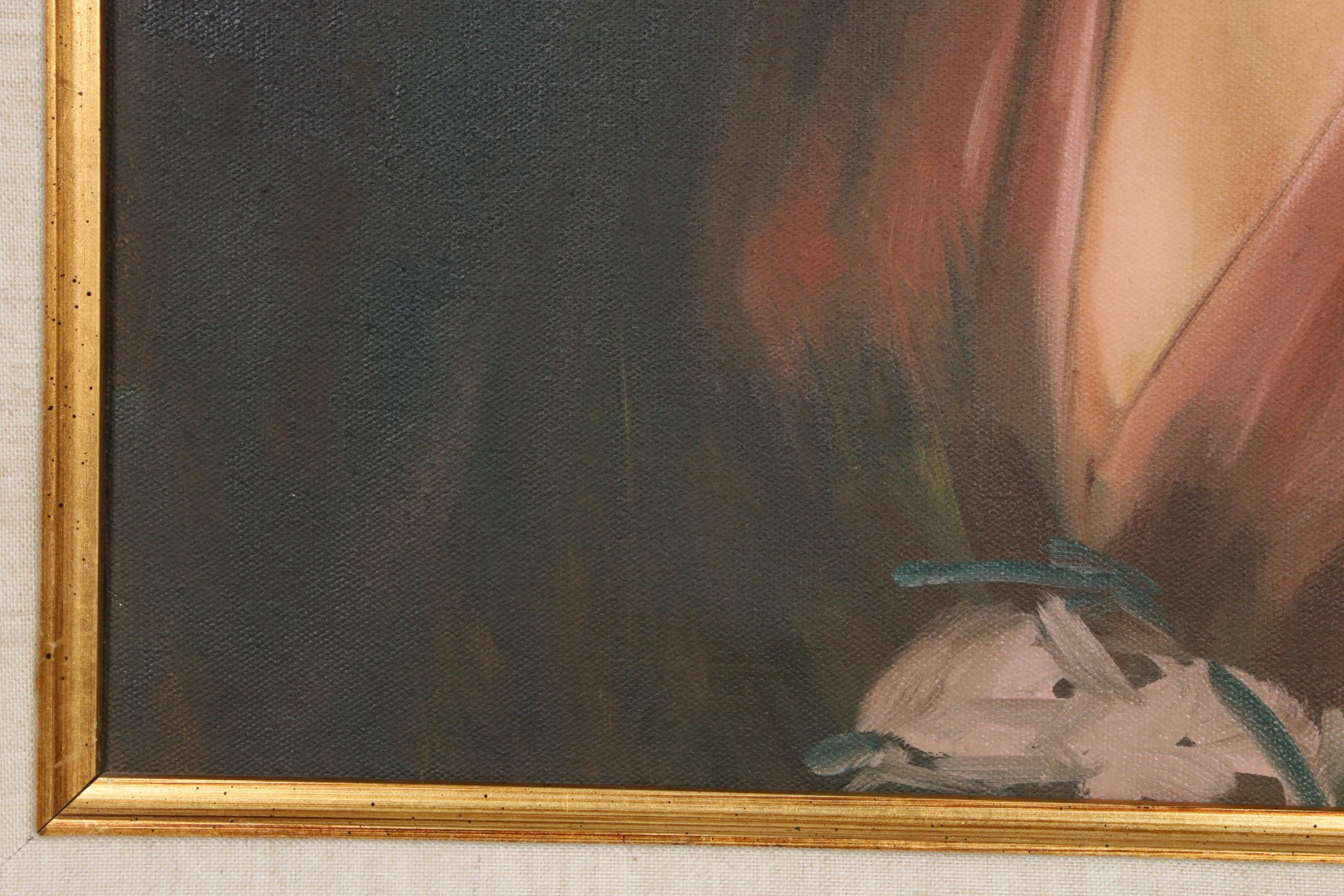 Victor Lee Portrait of Woman Oil Painting, 1979