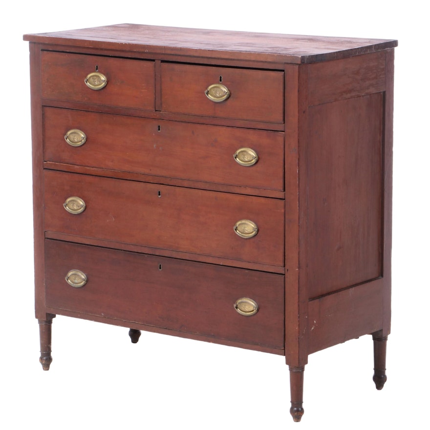 American Sheraton Cherry Chest of Drawers, Early 19th Century