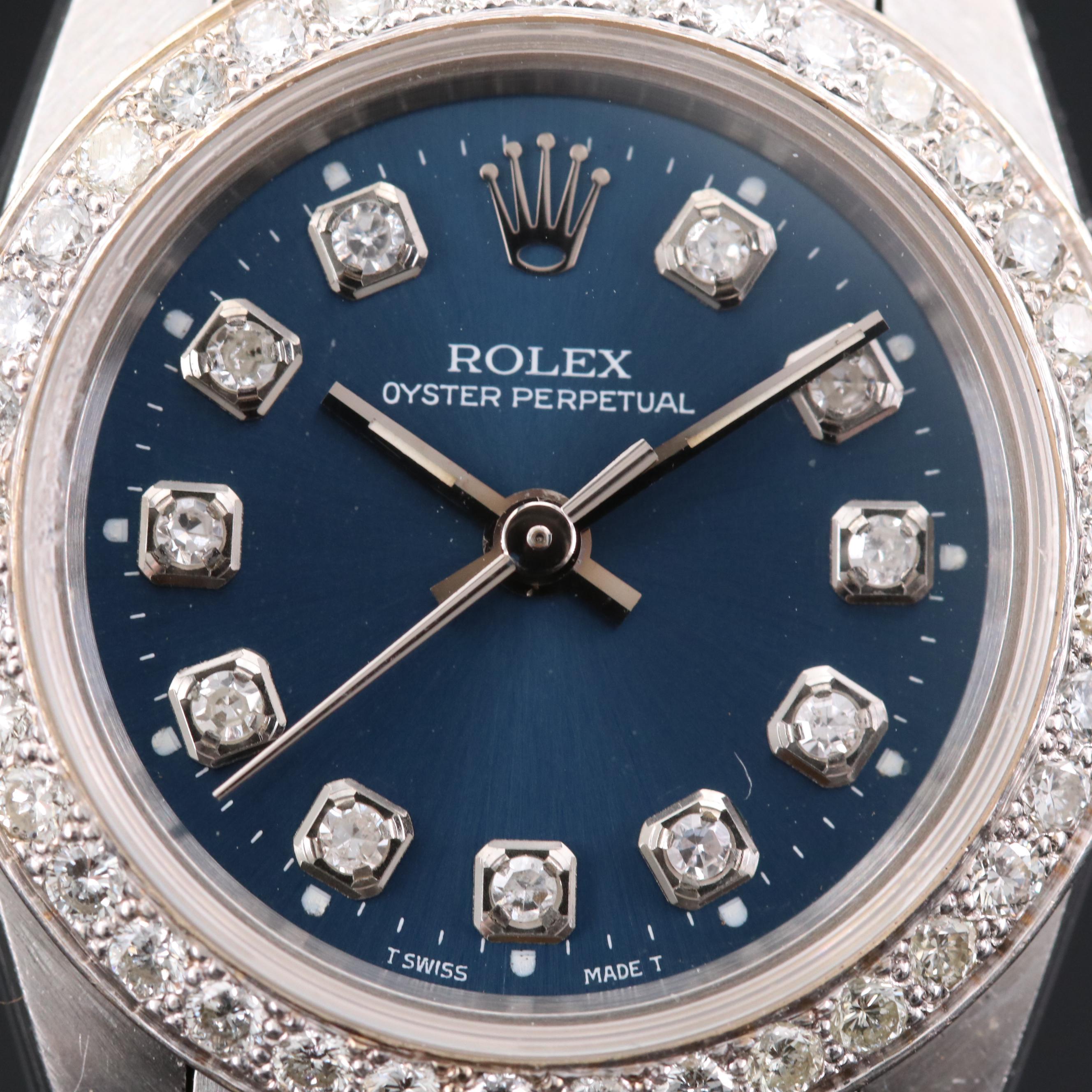 Rolex Oyster Perpetual Stainless Steel and 18K Gold Diamond Watch