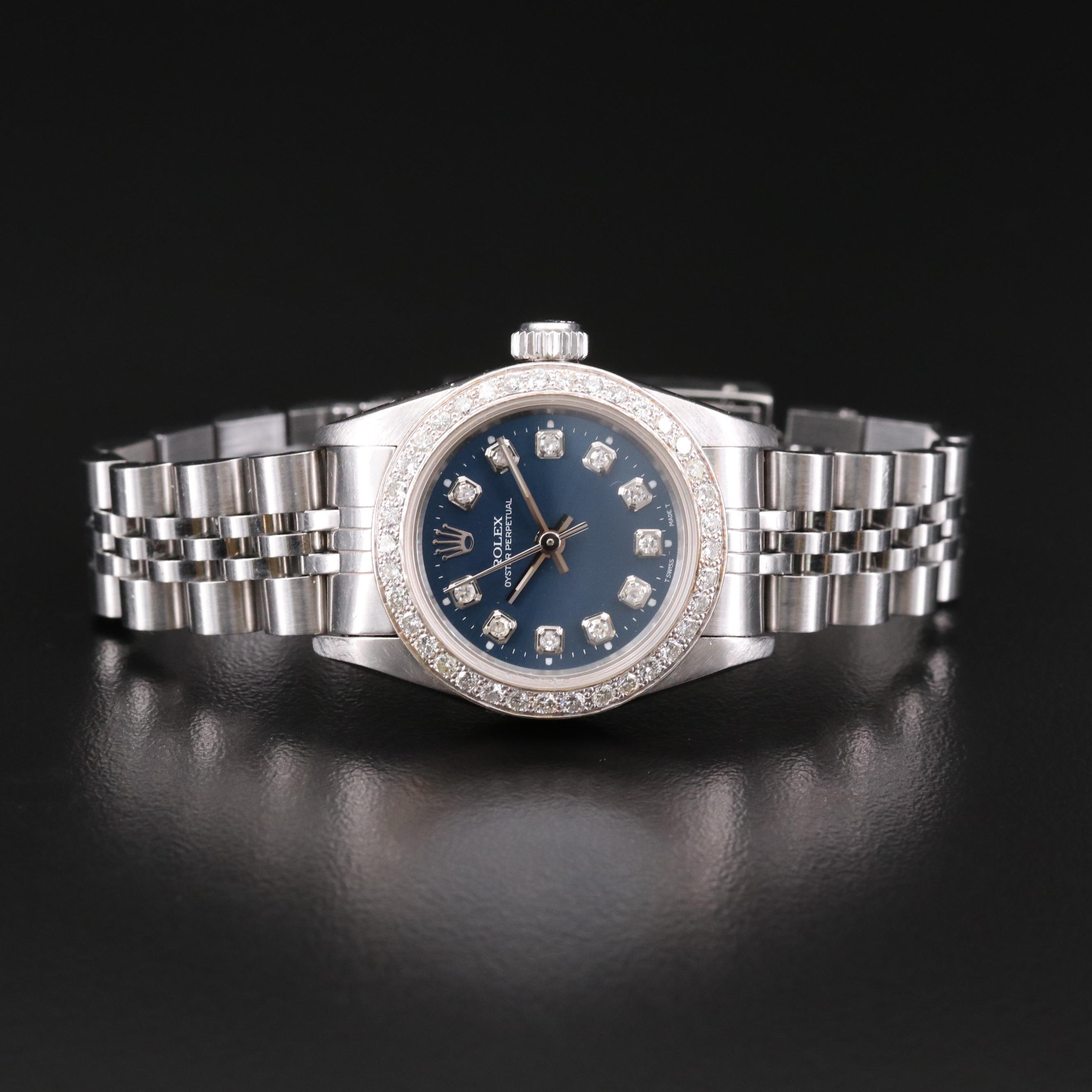 Rolex Oyster Perpetual Stainless Steel and 18K Gold Diamond Watch