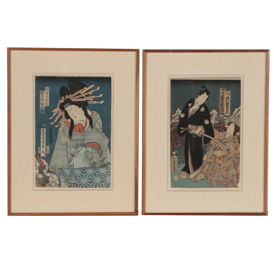 Utagawa Kunisada and Utagawa Kunisada II Ukiyo-e Woodblocks of Kabuki Actors