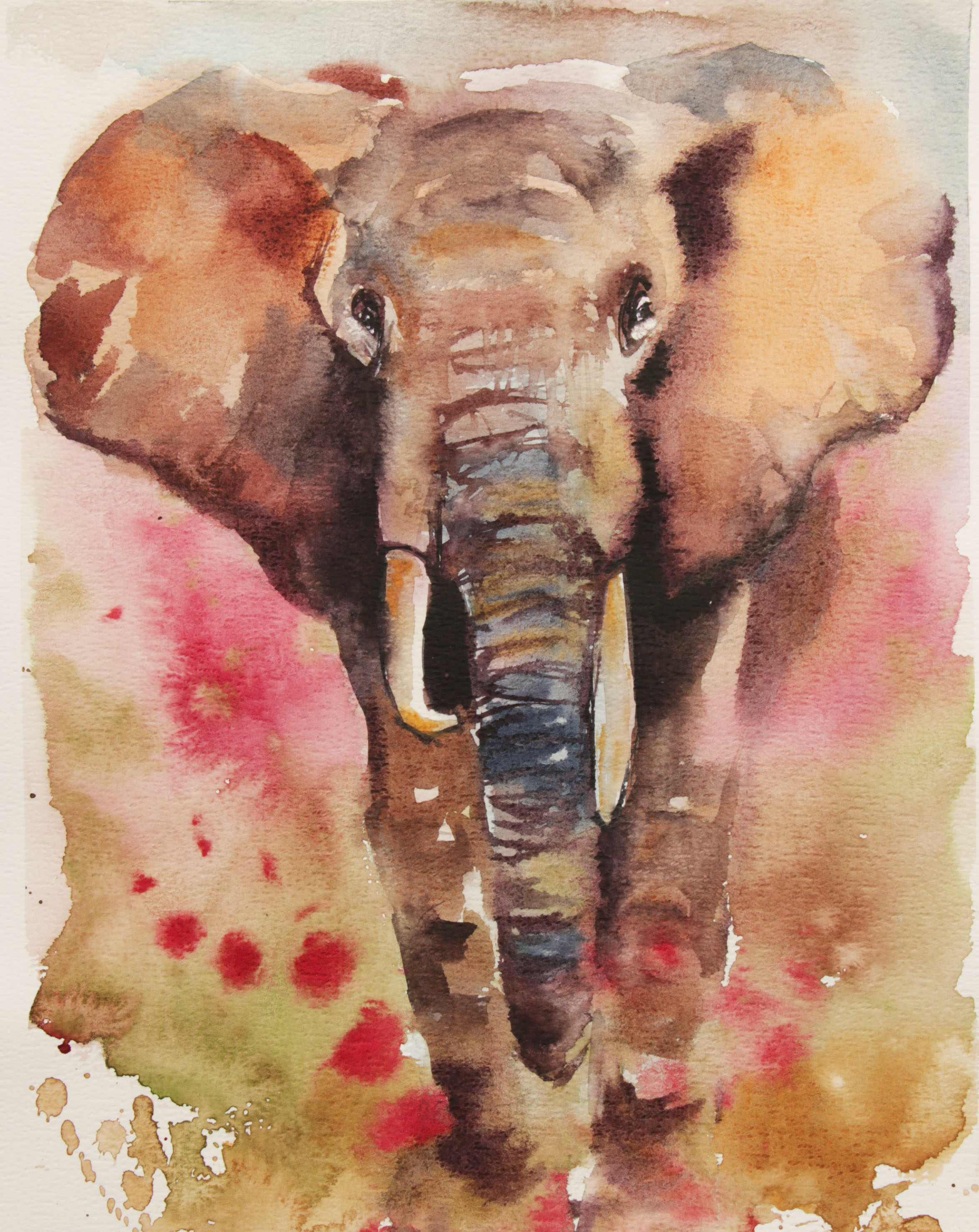 Marina Lebed Watercolor Painting of Elephant