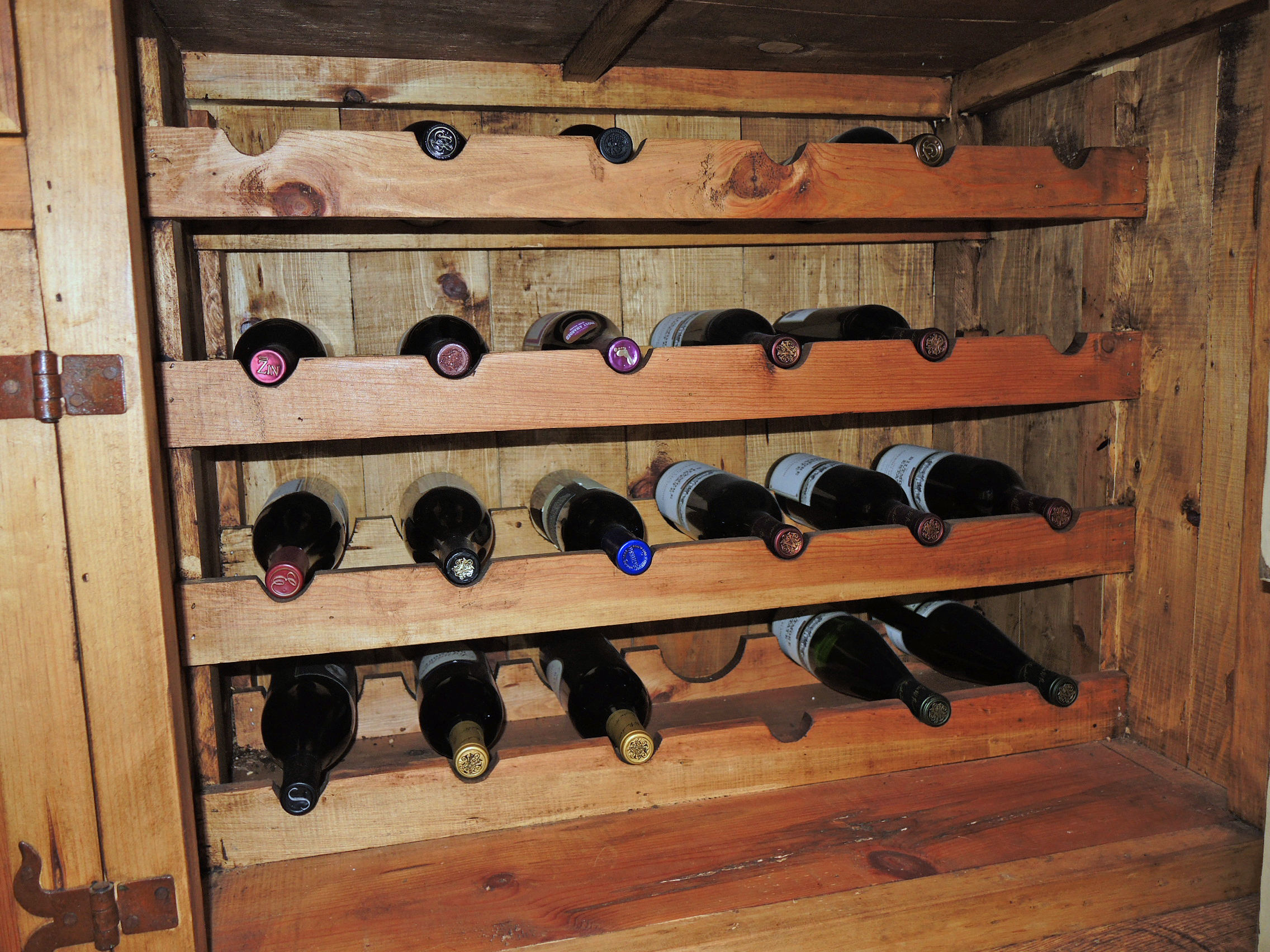 Mexican "Cantina" Pine Free-Standing Bar with Stained Glass Panel and Wine Rack