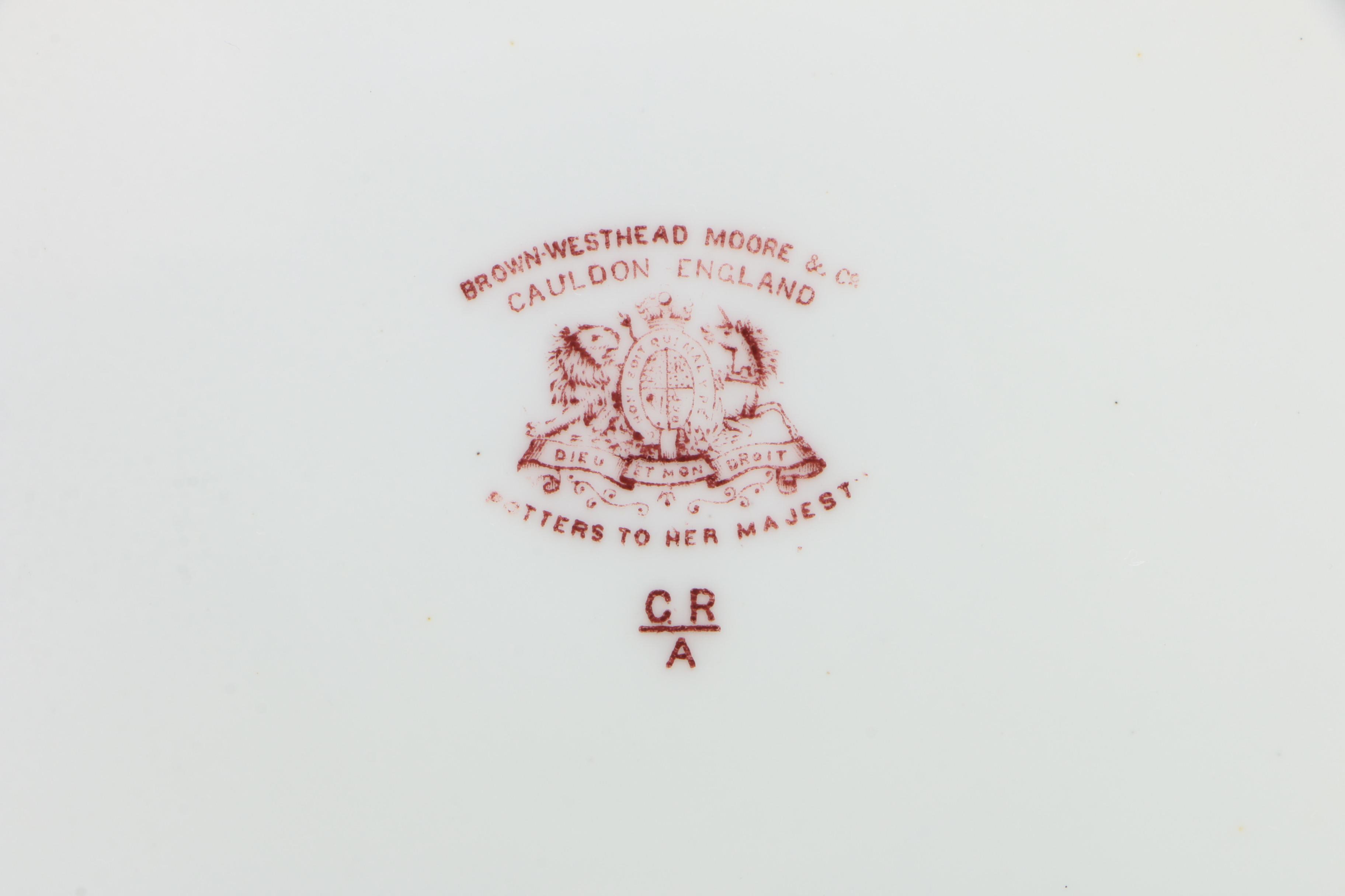 English Hand-Painted and Gilt Porcelain Floral Dinnerware Pieces