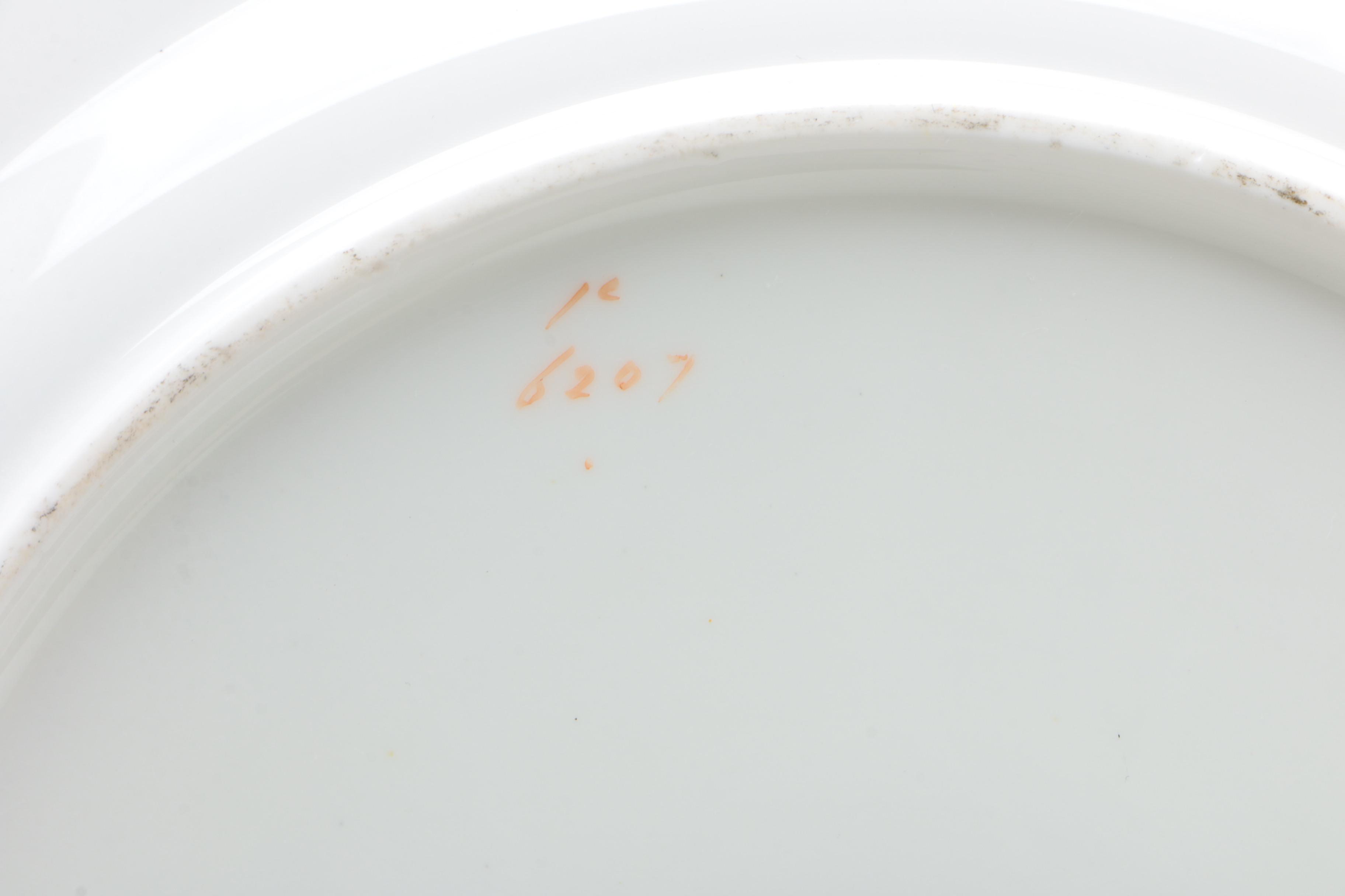 English Hand-Painted and Gilt Porcelain Floral Dinnerware Pieces