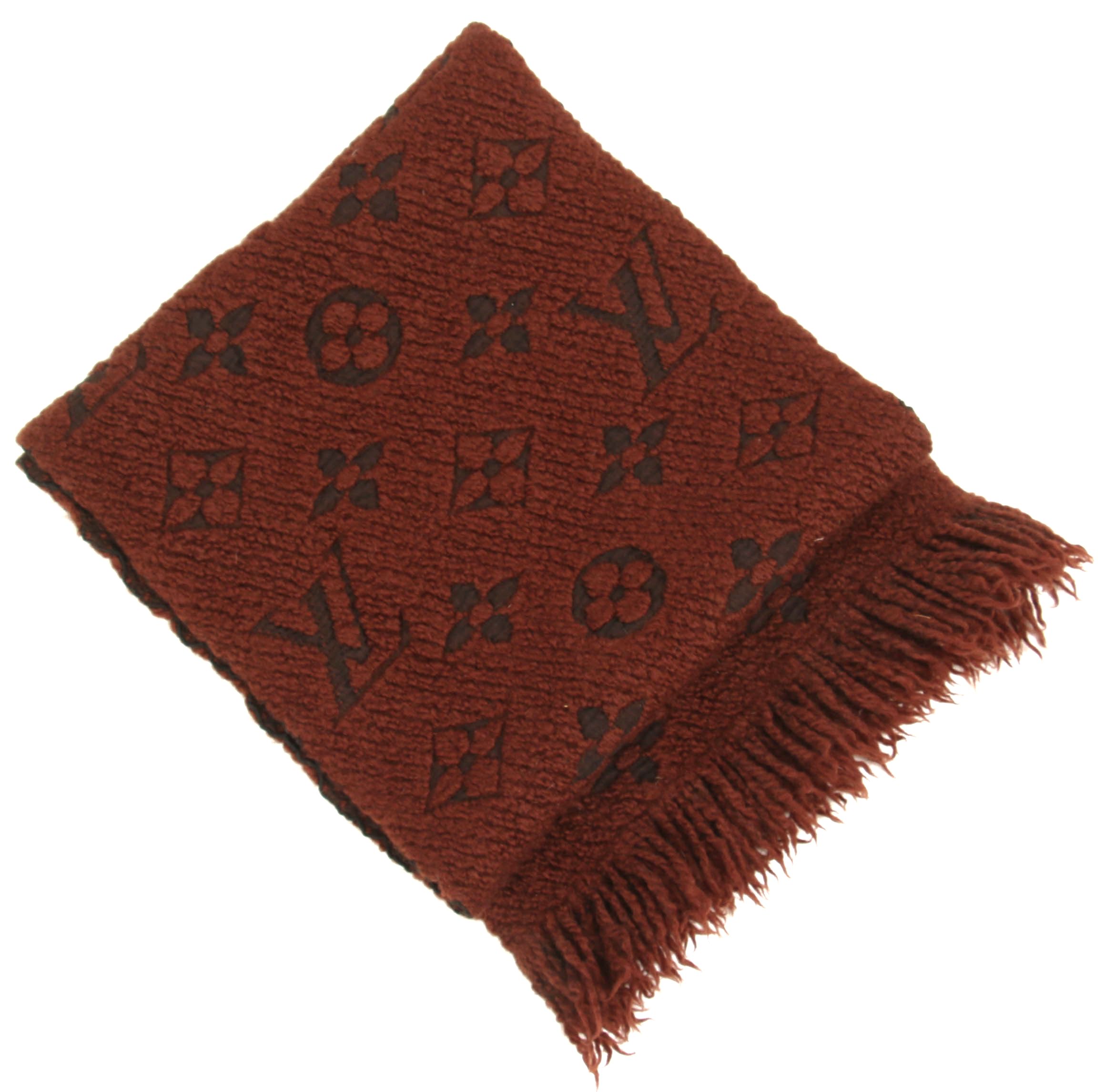 Louis Vuitton Monogram Wool and Silk Blend Fringed Scarf