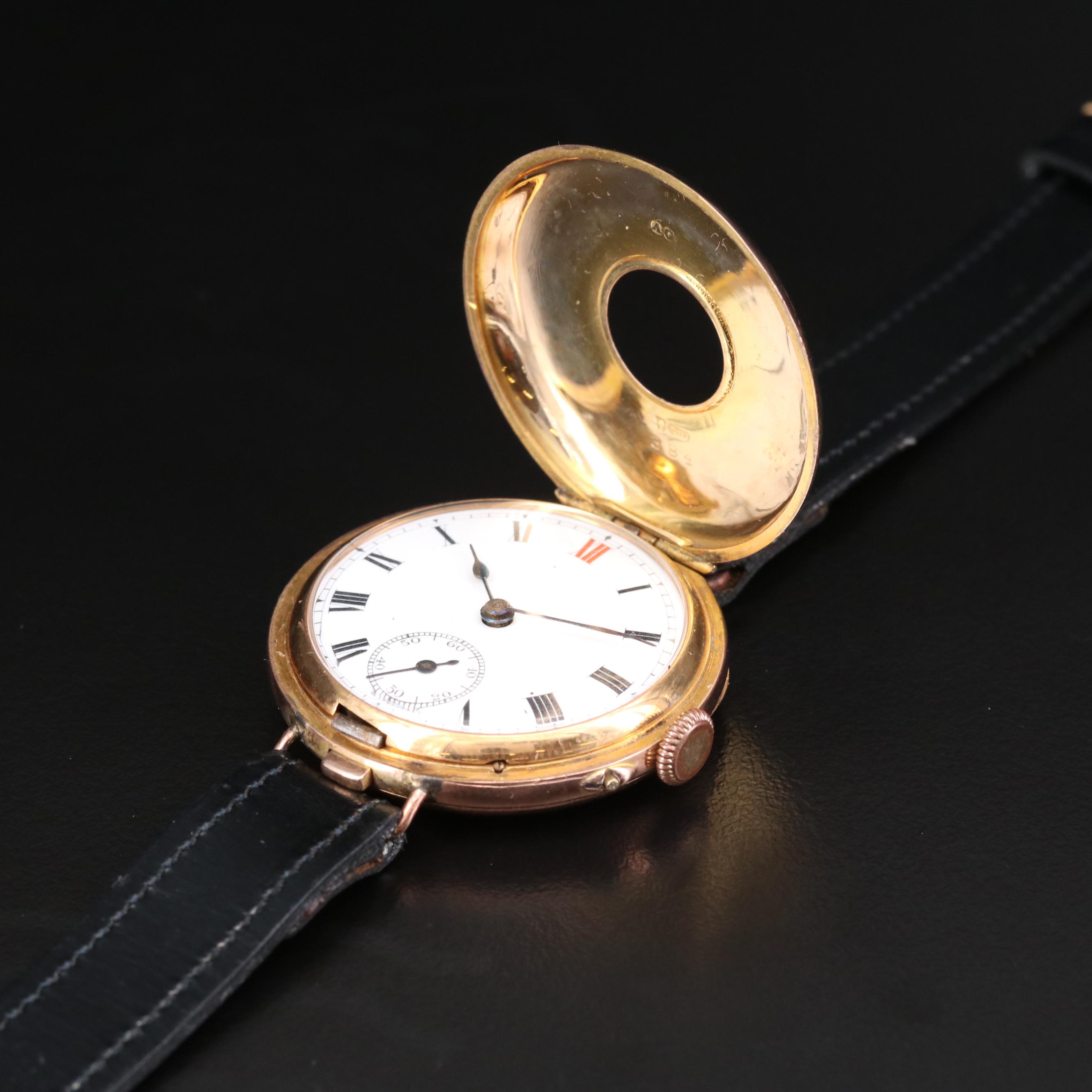 Antique Arthur George Rendell 9K Gold Demi Hunter Watch