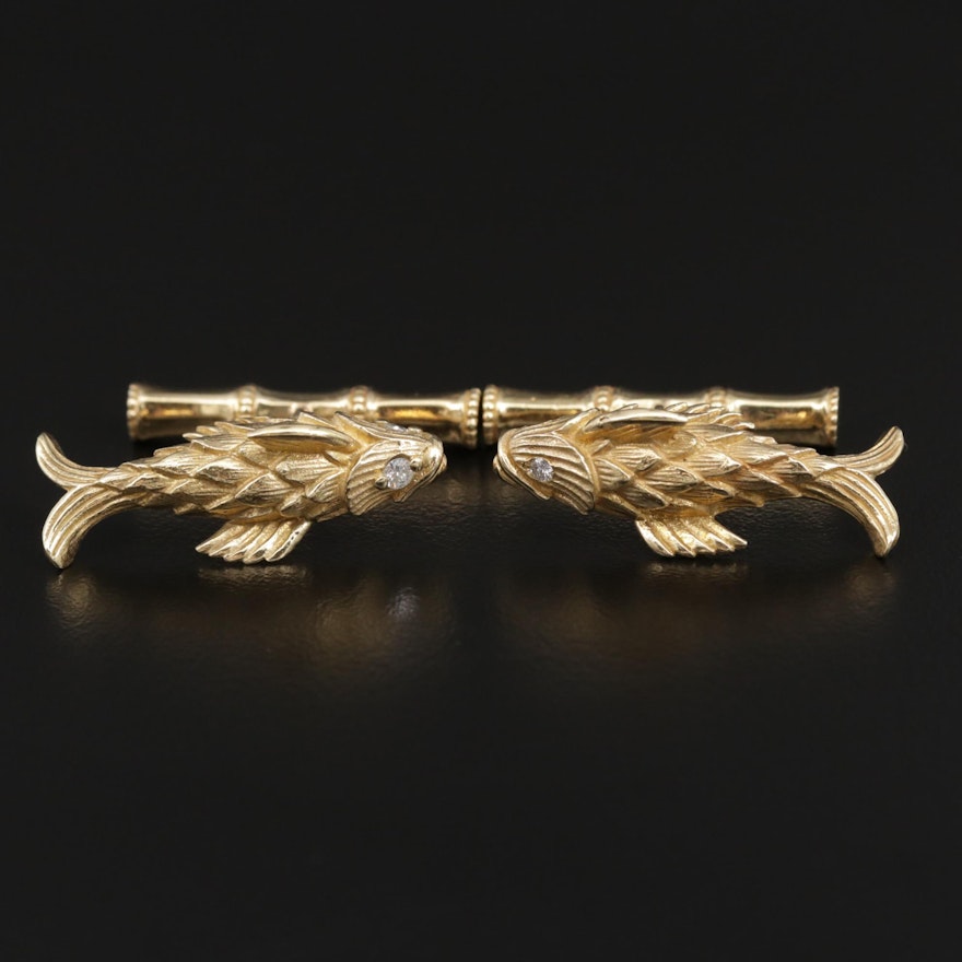 Jean Schlumberger for Tiffany & Co. 18K Gold Diamond Fish Cufflinks