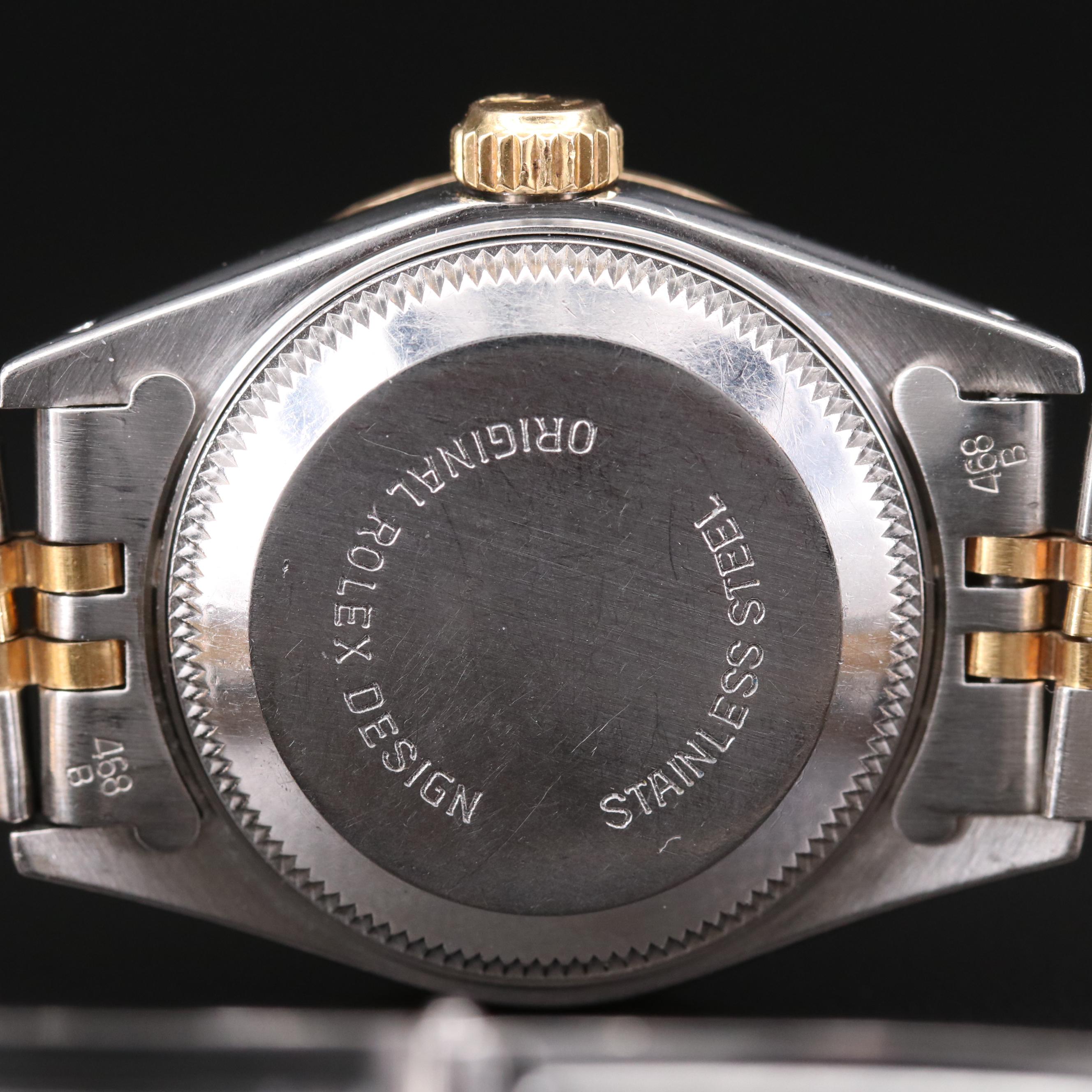 Rolex Date 18K Gold and Stainless Steel Watch with Diamond Dial and 14K Bezel