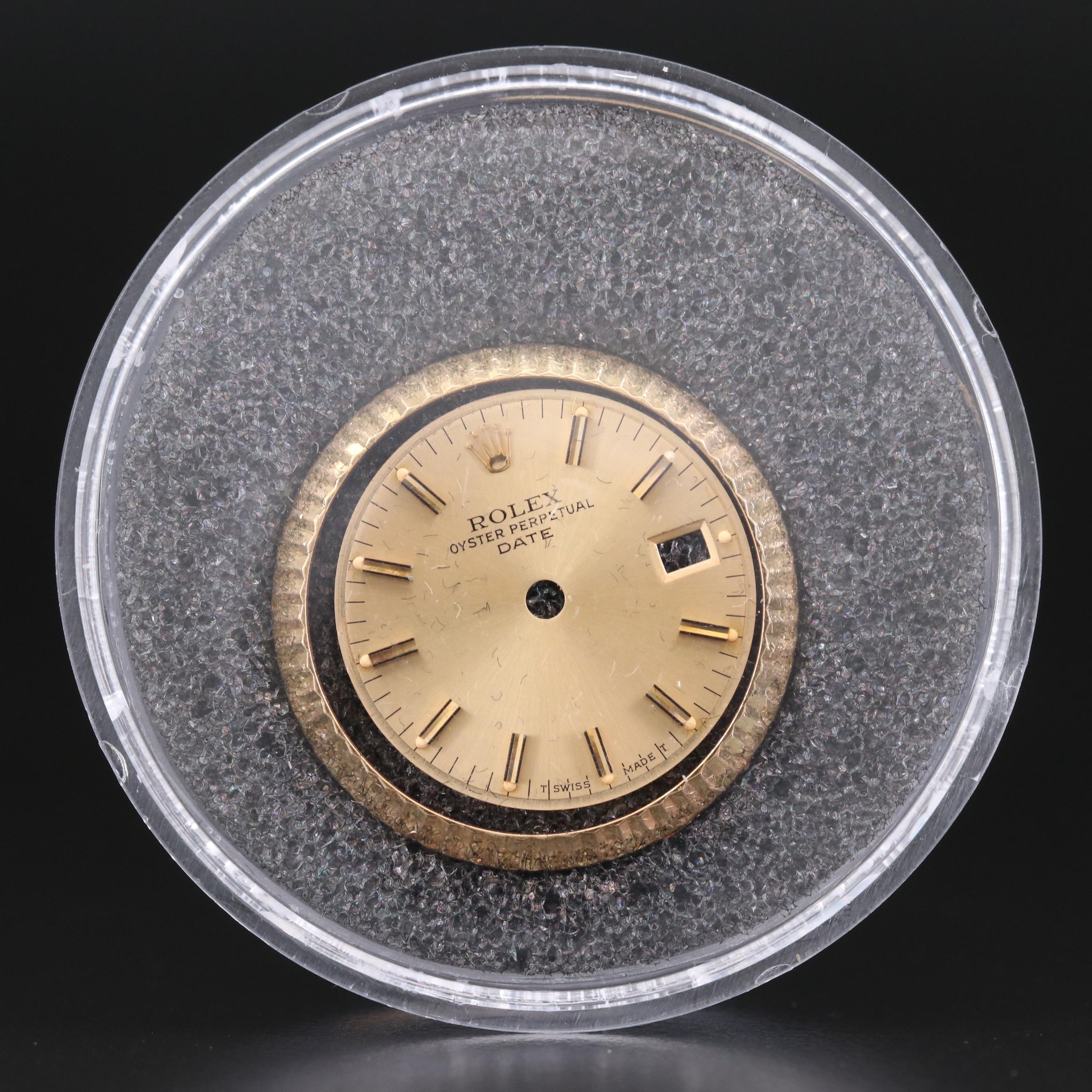 Rolex Date 18K Gold and Stainless Steel Watch with Diamond Dial and 14K Bezel