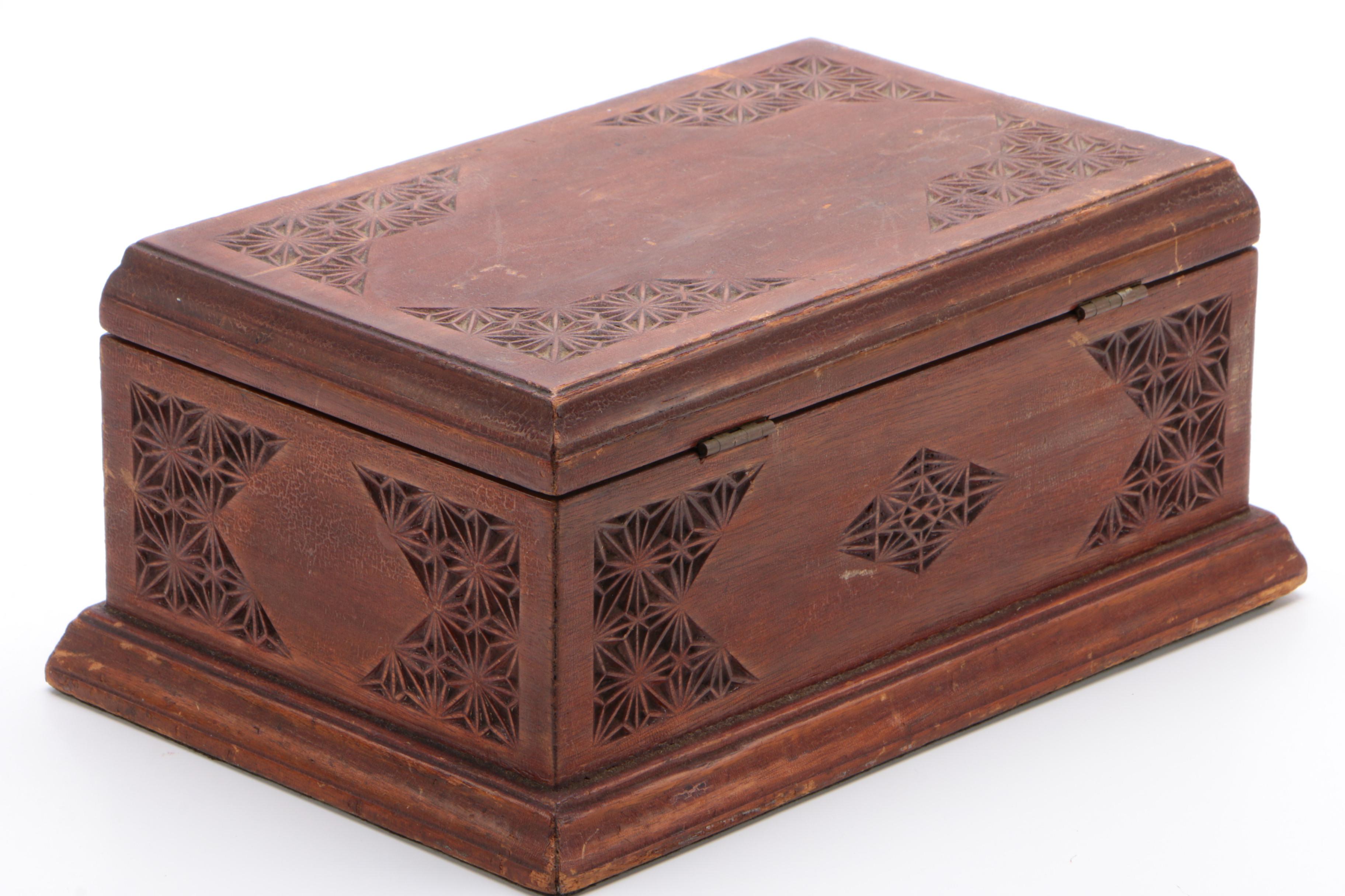 Ornate Wood Boxes, Cigar Box and a Vanity Box