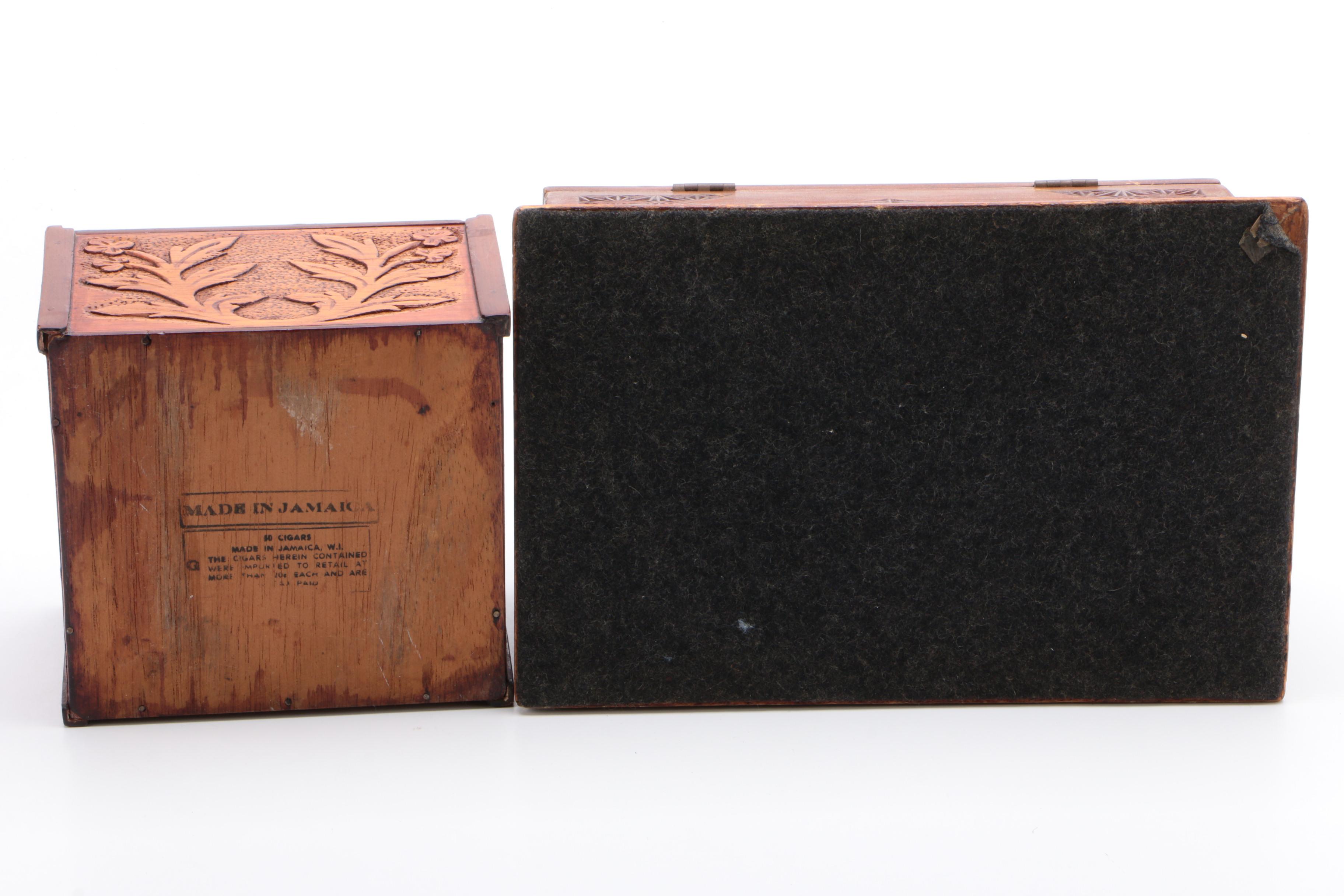 Ornate Wood Boxes, Cigar Box and a Vanity Box