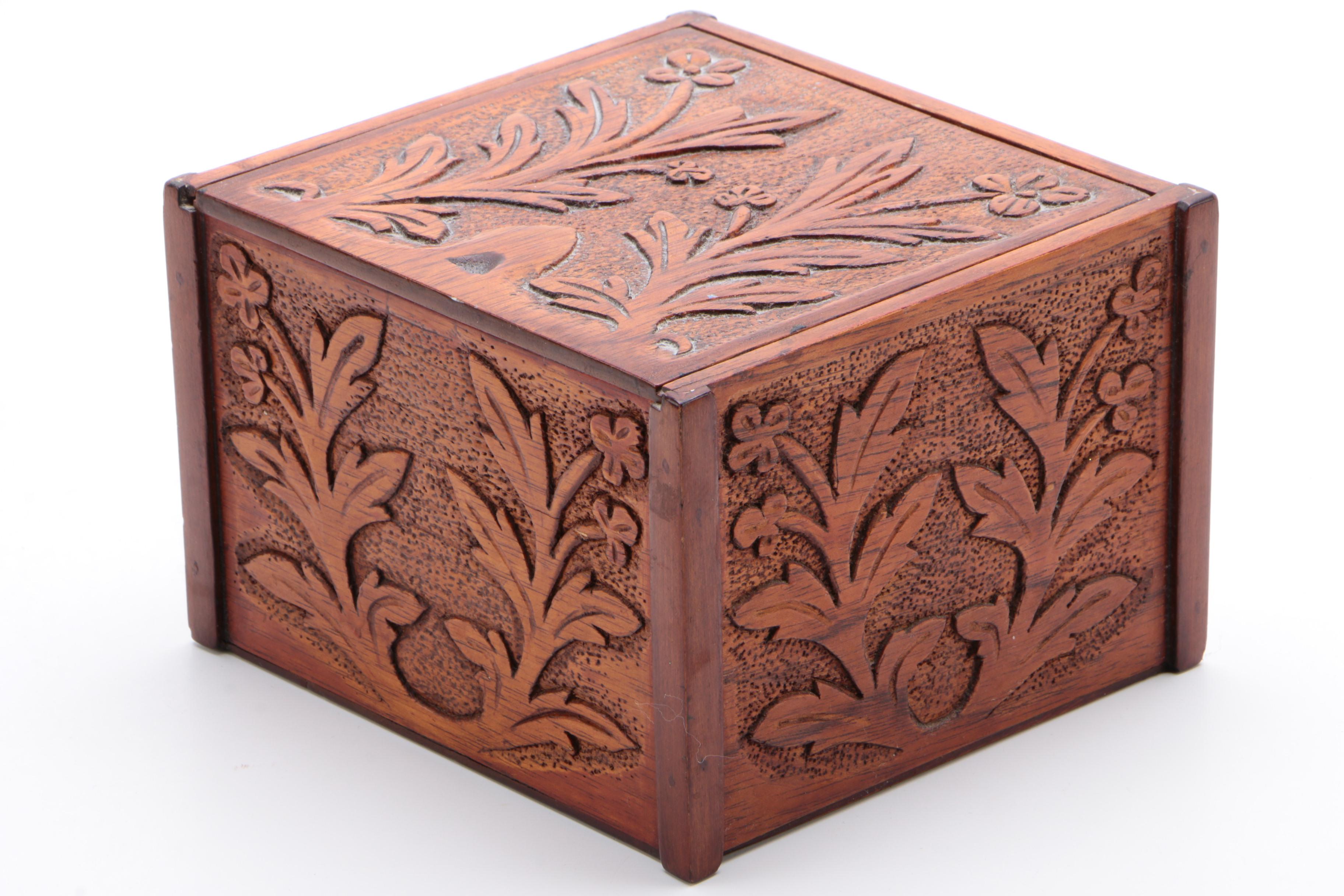Ornate Wood Boxes, Cigar Box and a Vanity Box