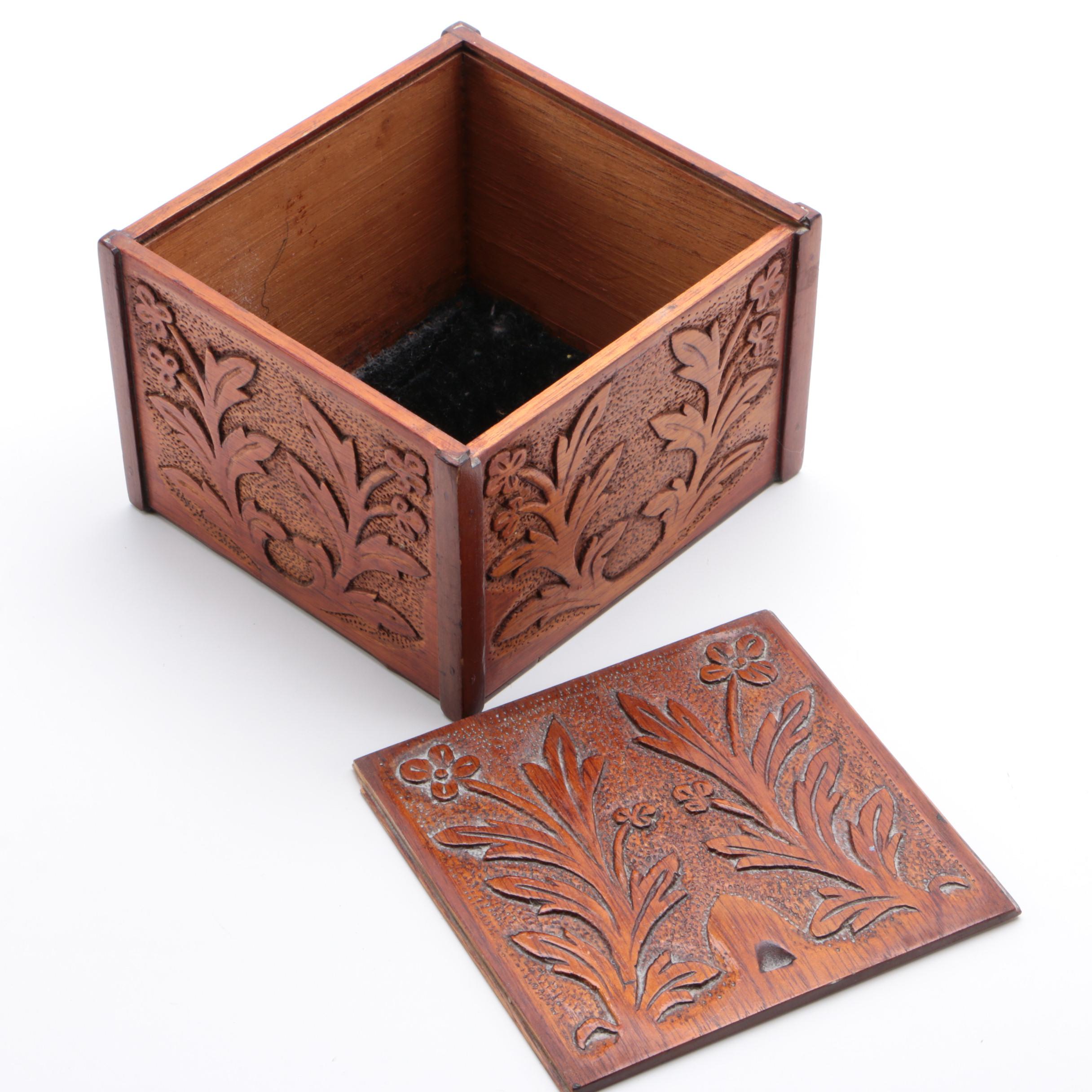 Ornate Wood Boxes, Cigar Box and a Vanity Box