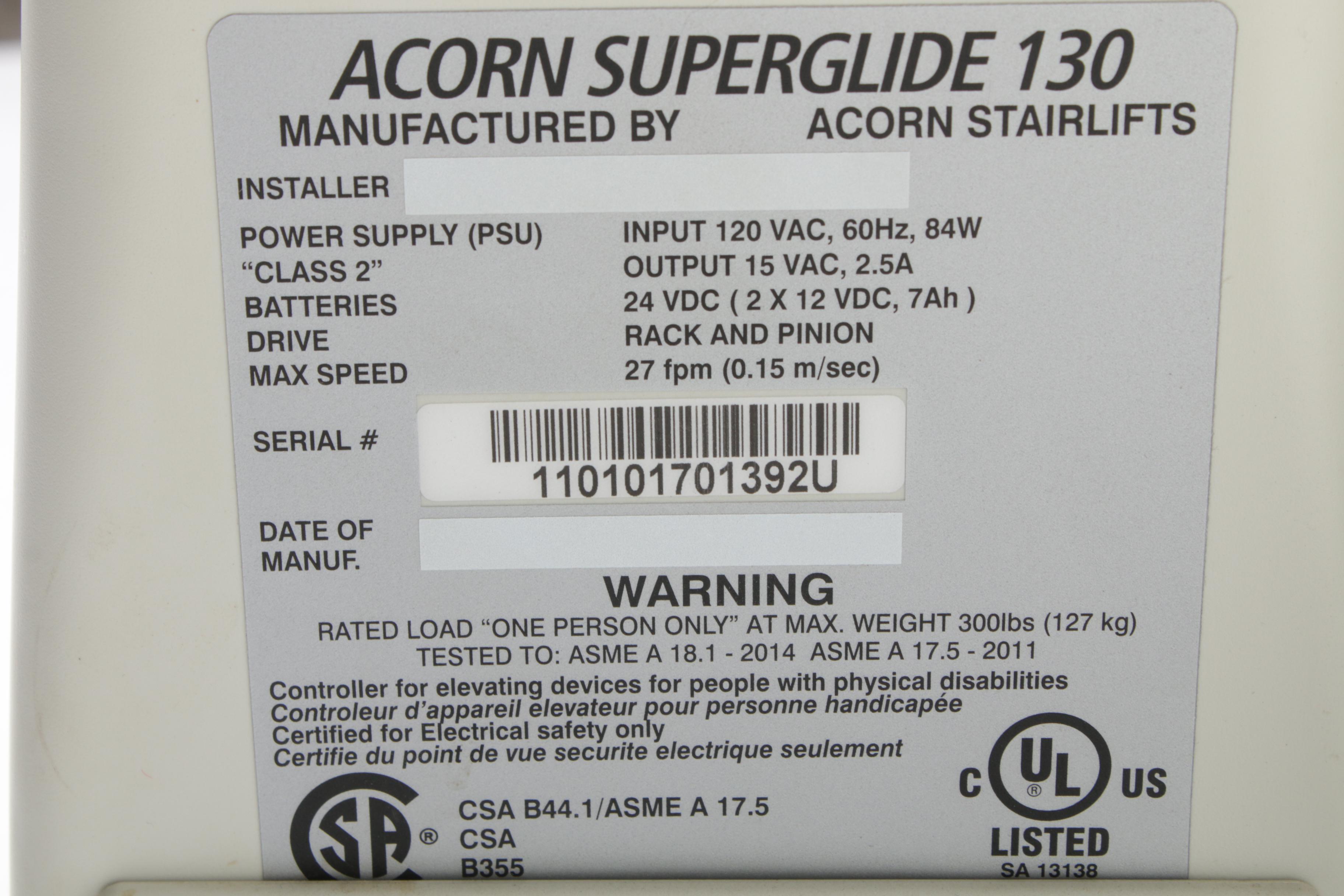 Acorn Superglide 130 Stairlift