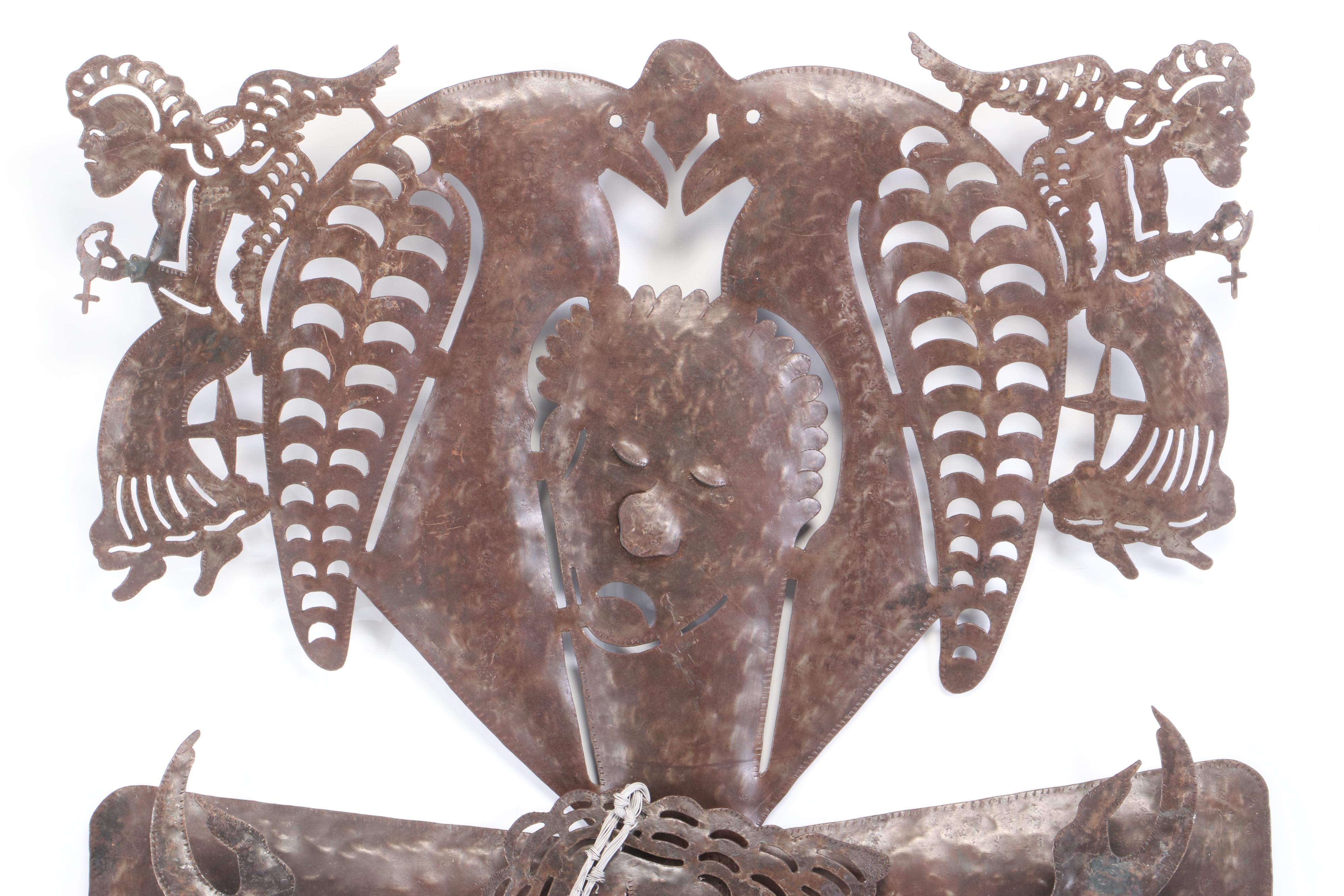 Serge Jolimeau Monumental Haitian Metal Sculpture of the Crucifixion, 1984