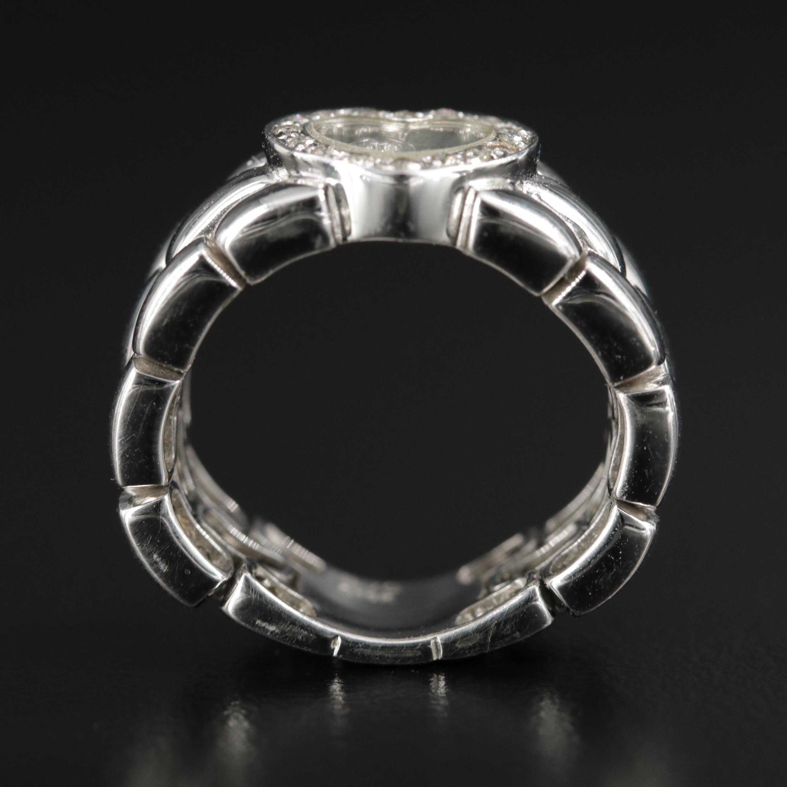 18K Gold Diamond Heart Ring with Floating Diamond