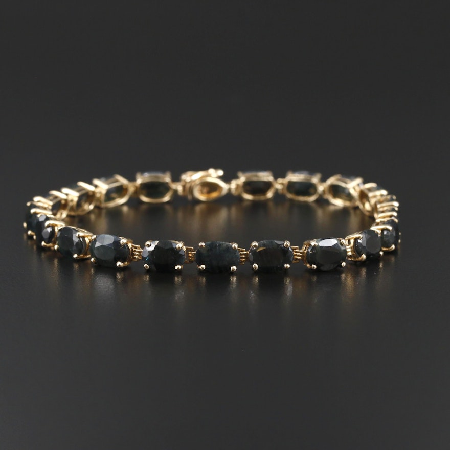 14K Yellow Gold Sapphire Line Bracelet