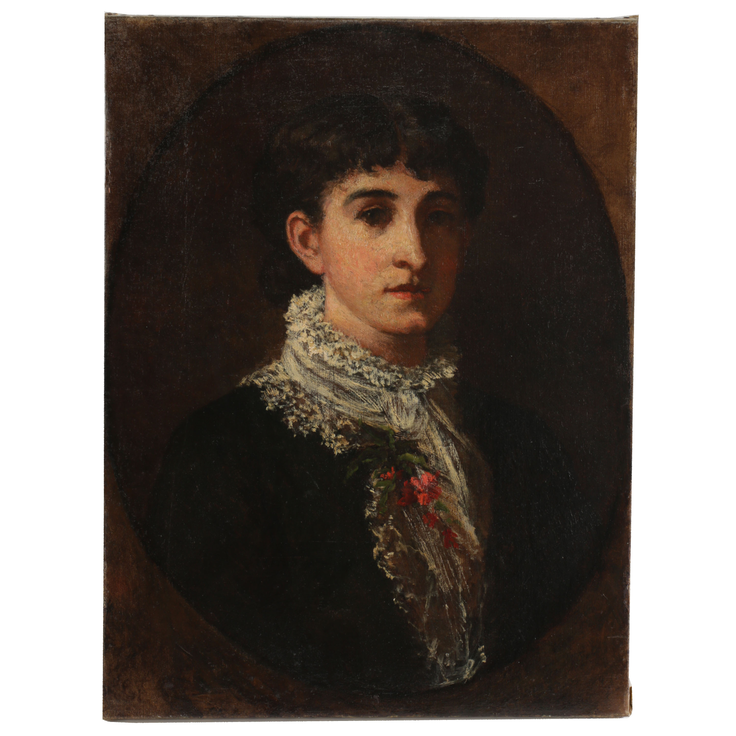 Frank Duveneck Oil Painting Portrait "Genevieve Welling", Late 19th Century