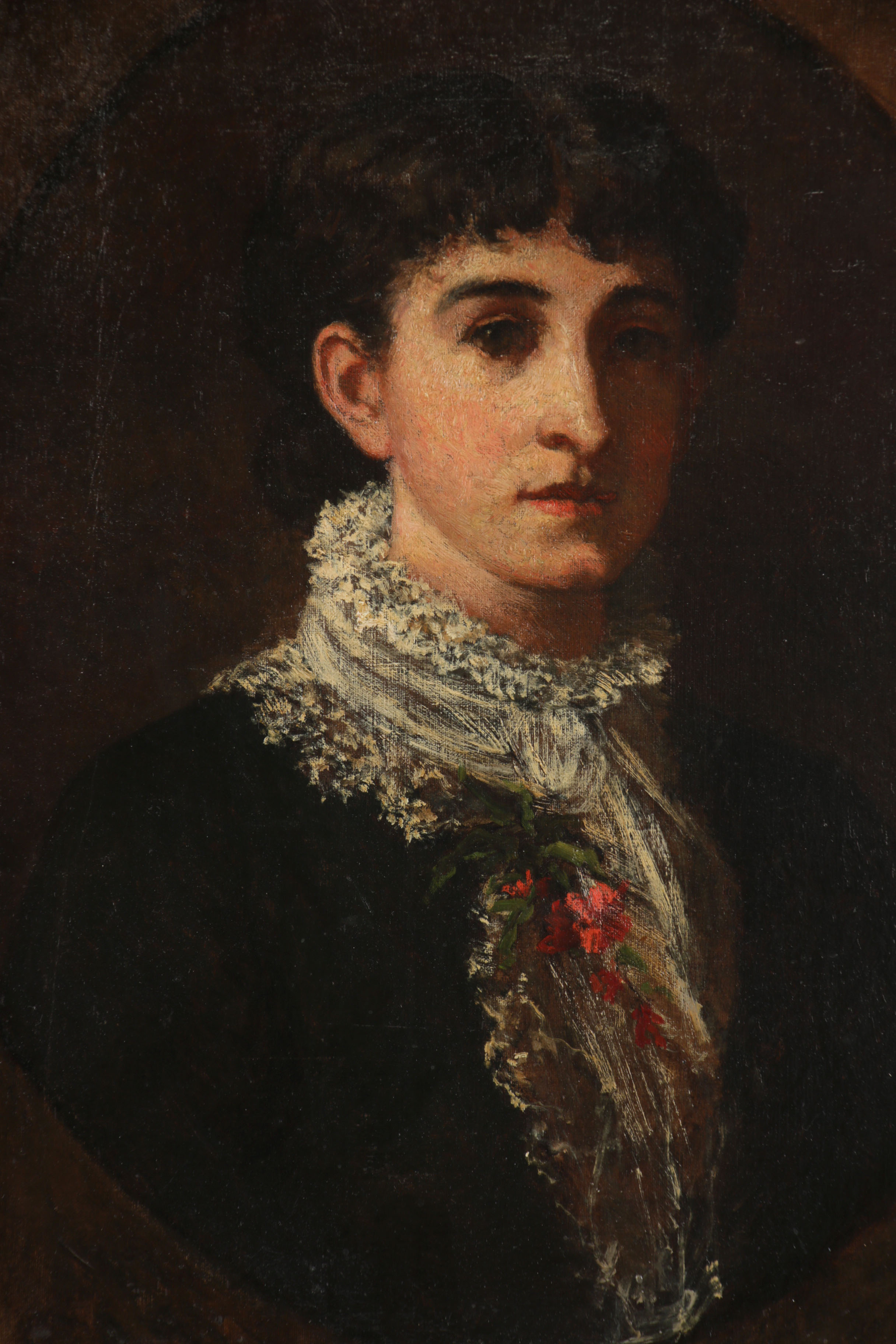 Frank Duveneck Oil Painting Portrait "Genevieve Welling", Late 19th Century