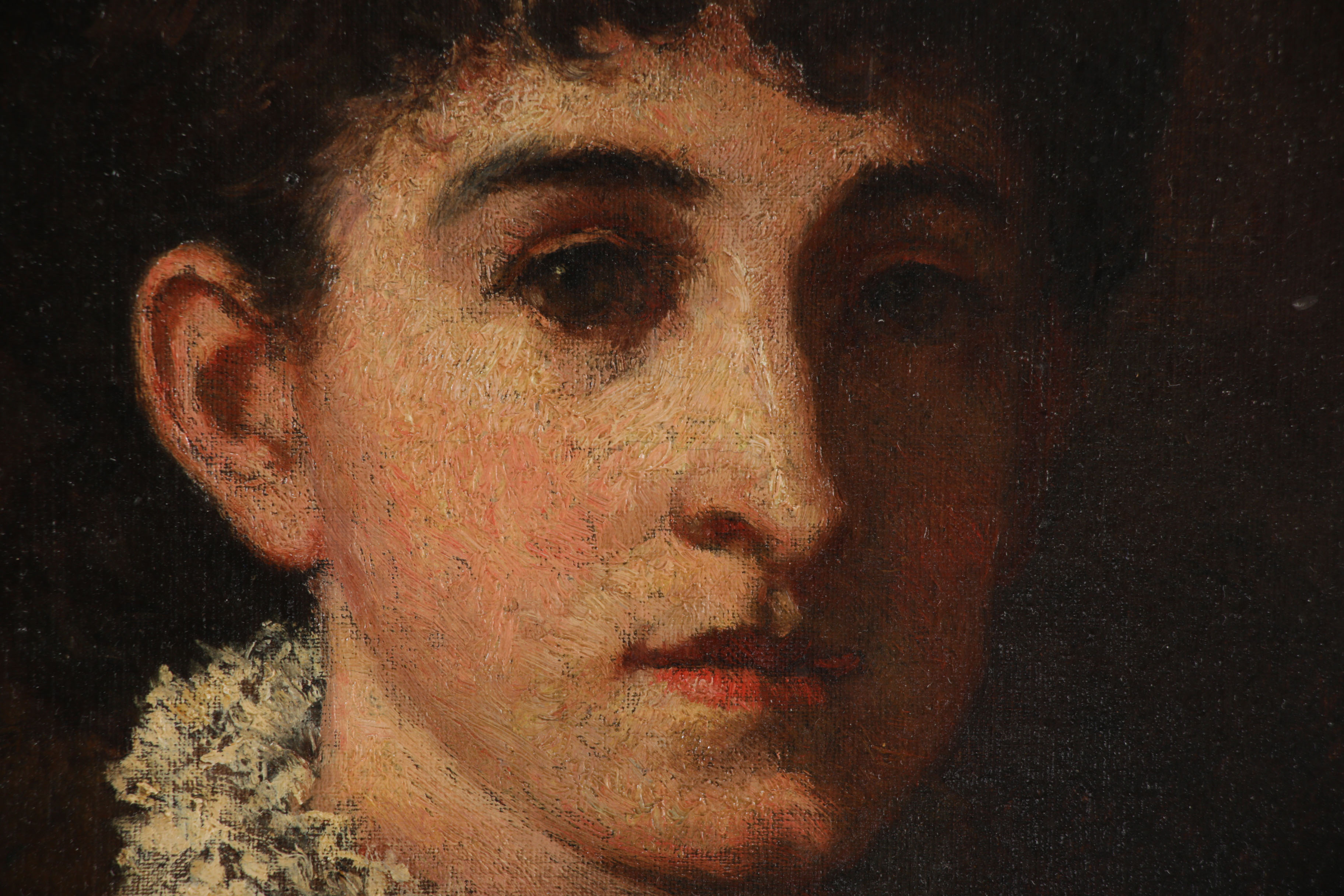 Frank Duveneck Oil Painting Portrait "Genevieve Welling", Late 19th Century