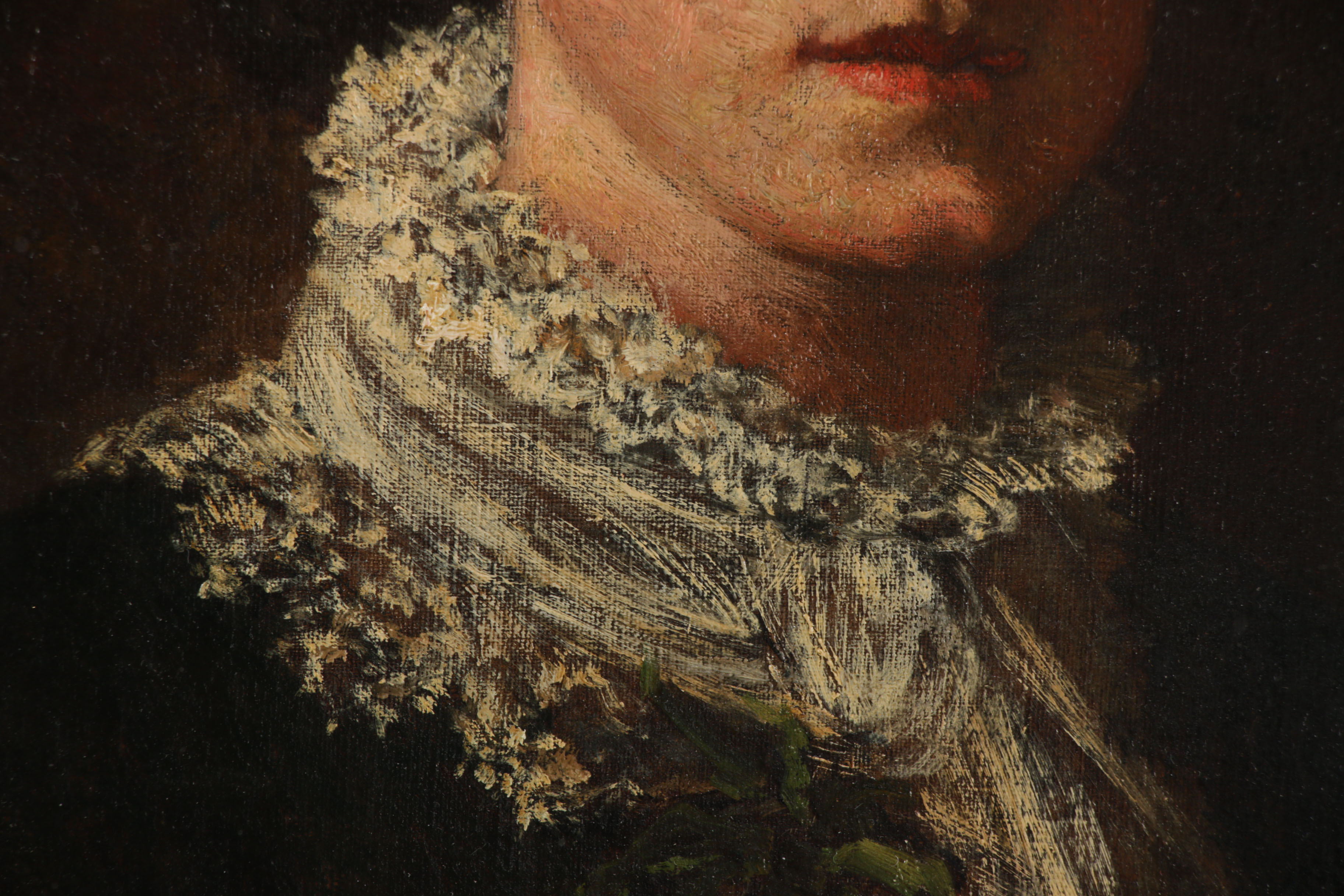 Frank Duveneck Oil Painting Portrait "Genevieve Welling", Late 19th Century