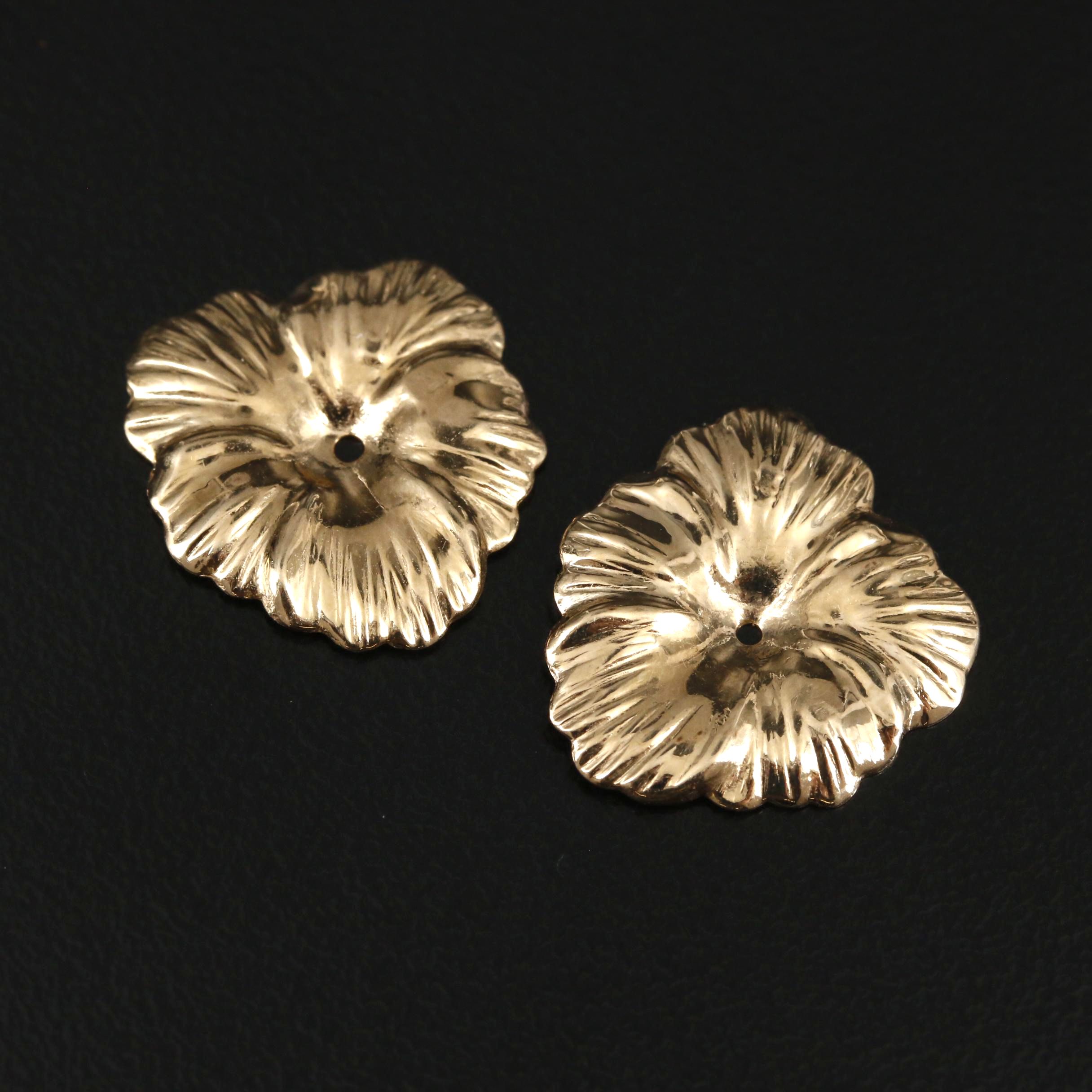 14K Yellow Gold Flower Earring Jackets