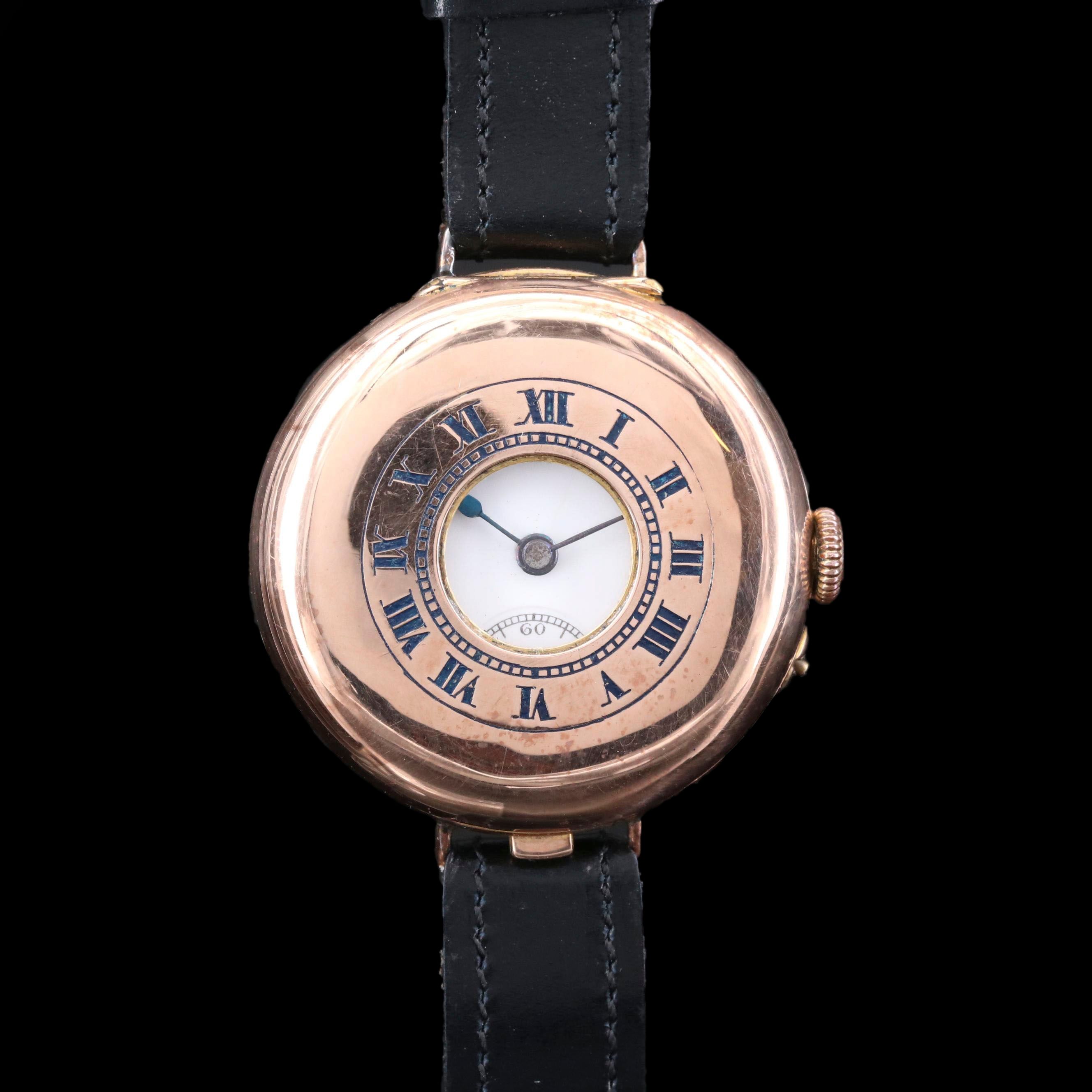 Antique Arthur George Rendell 9K Gold Demi Hunter Watch