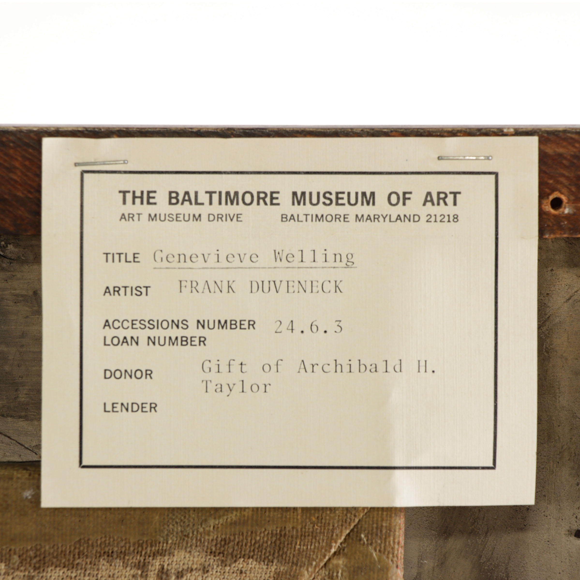 Frank Duveneck Oil Painting Portrait "Genevieve Welling", Late 19th Century