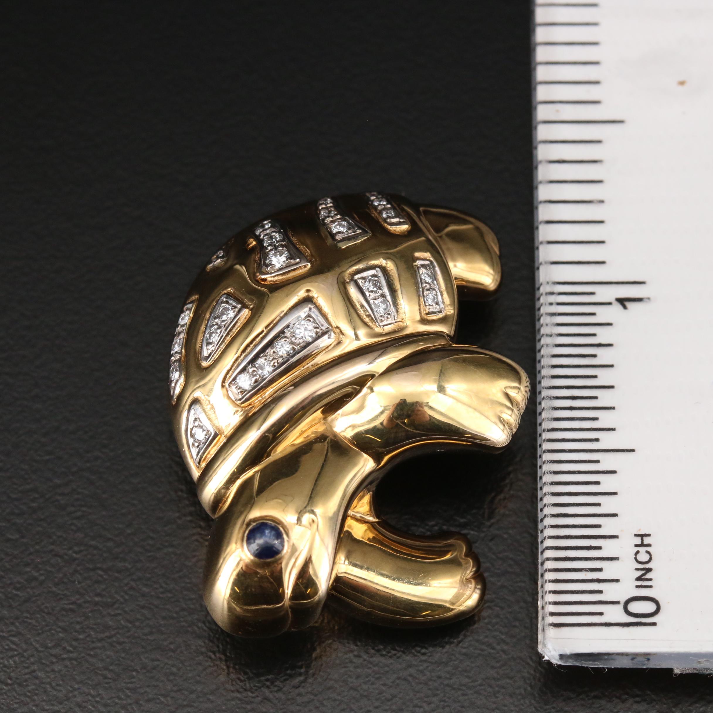 Octavio Sarda 18K Sapphire and Diamond Turtle Brooch