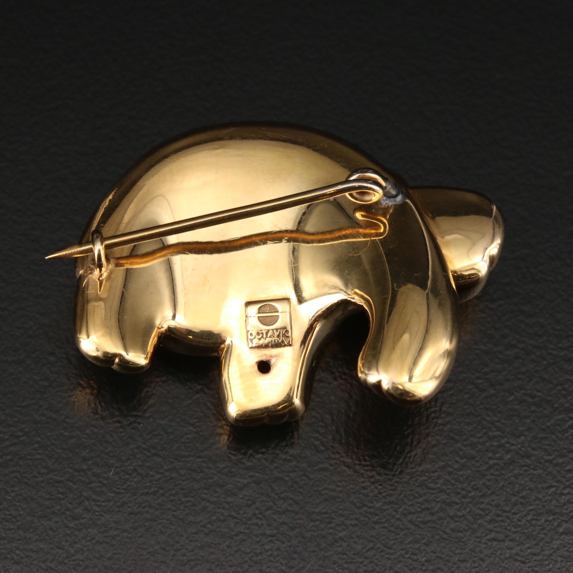 Octavio Sarda 18K Sapphire and Diamond Turtle Brooch