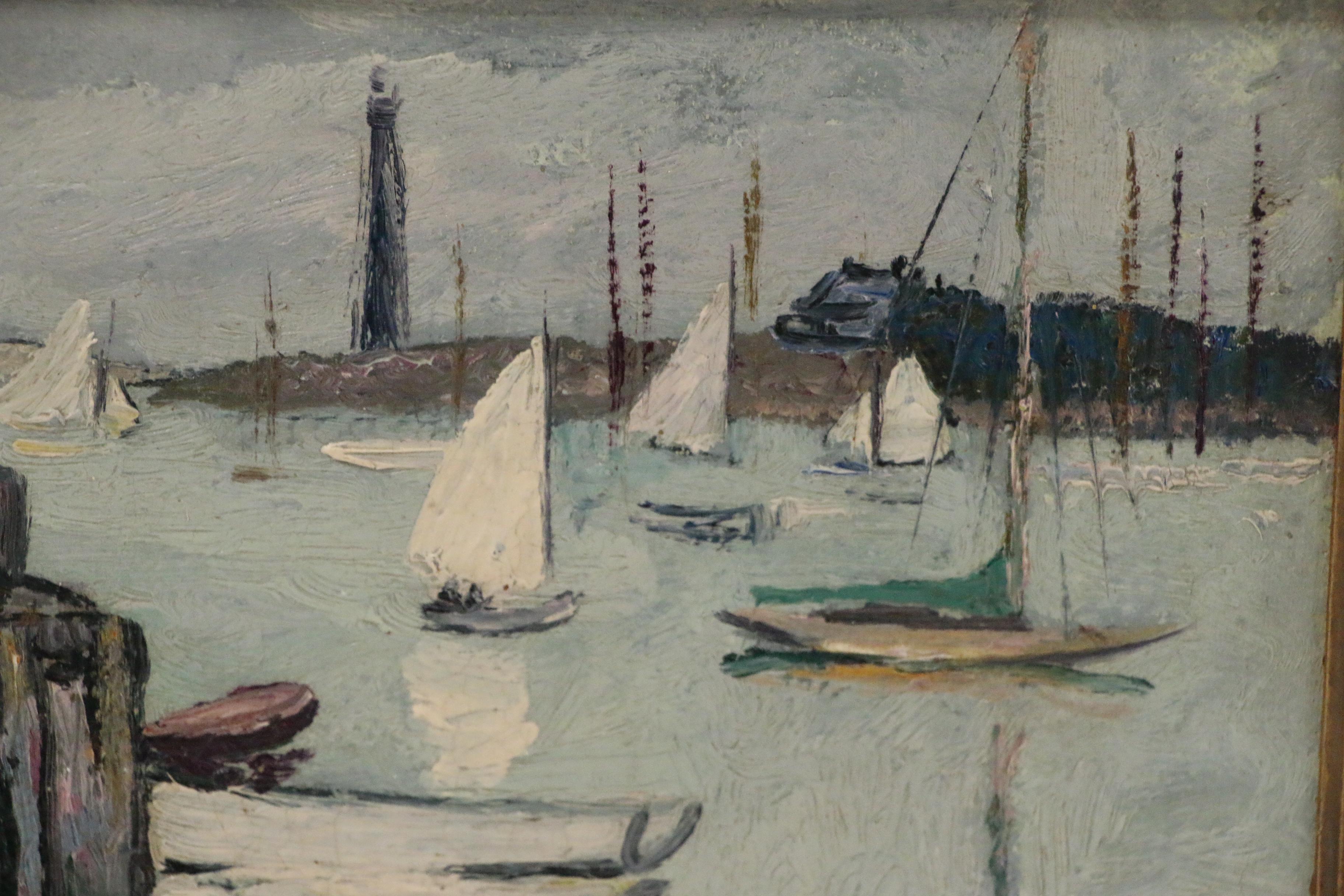 Hayley Lever Post-Impressionist Harbor Scene Oil Painting, Early 20th Century