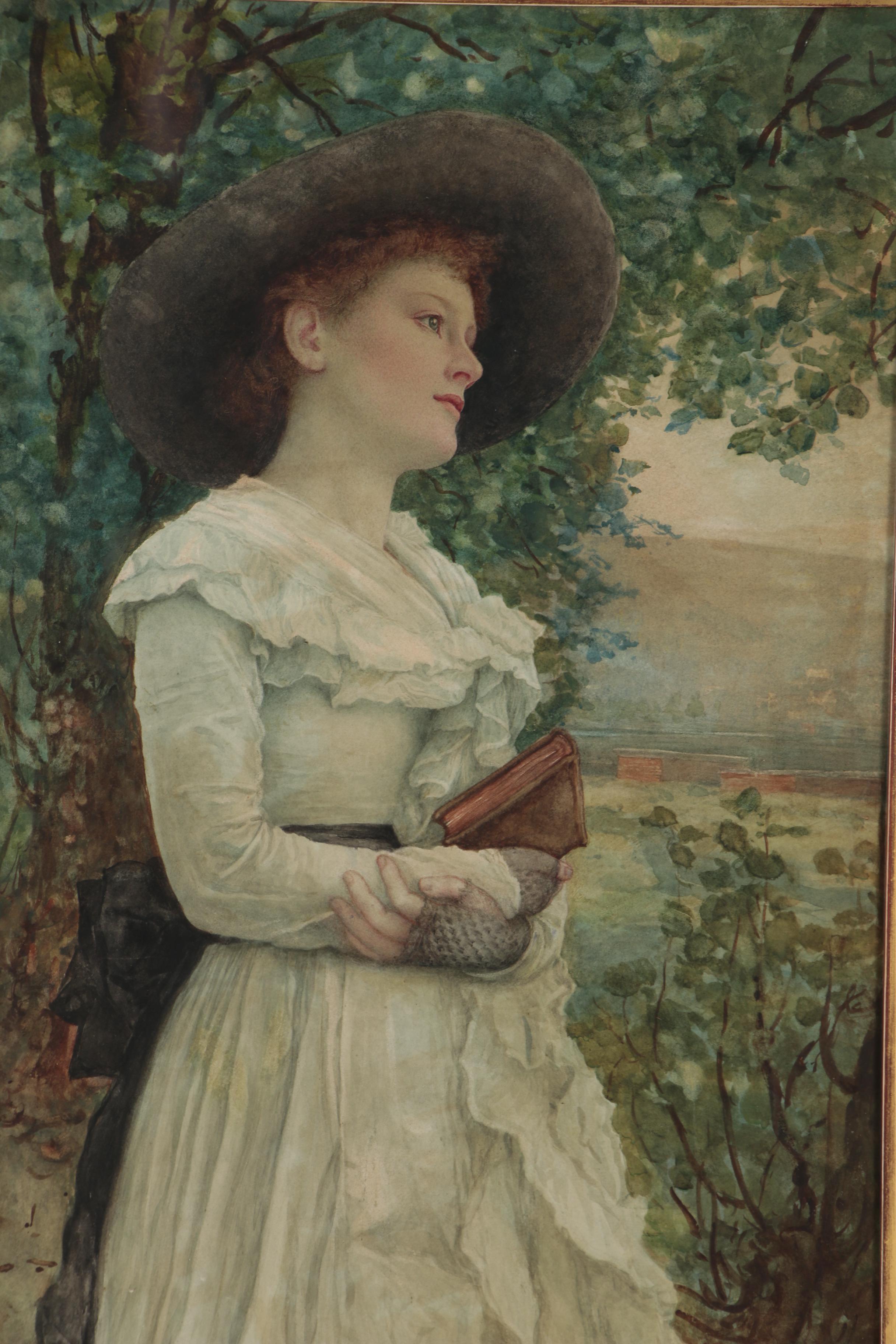 Edward Killingworth Johnson Watercolor Painting Portrait, Late 19th Century