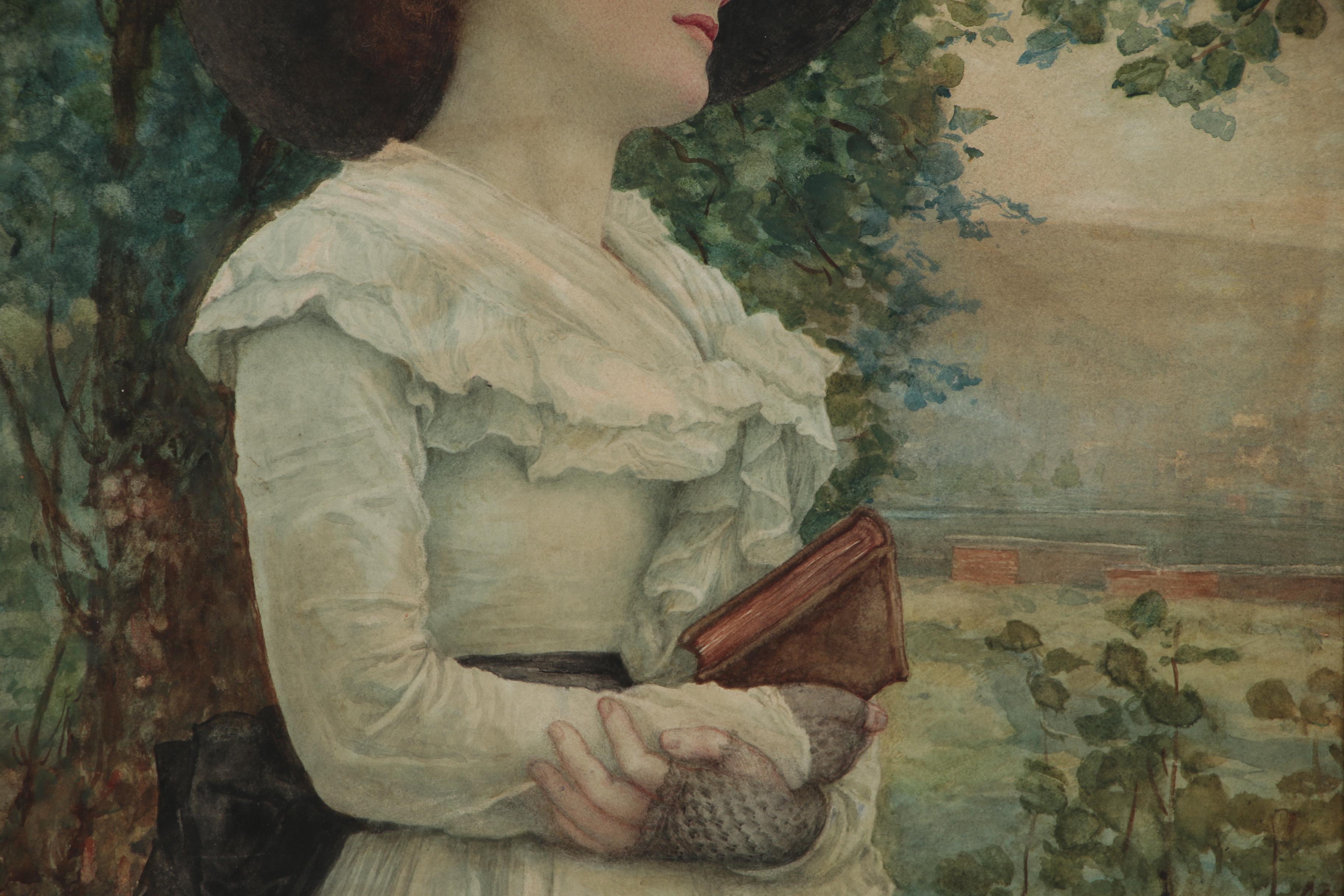 Edward Killingworth Johnson Watercolor Painting Portrait, Late 19th Century