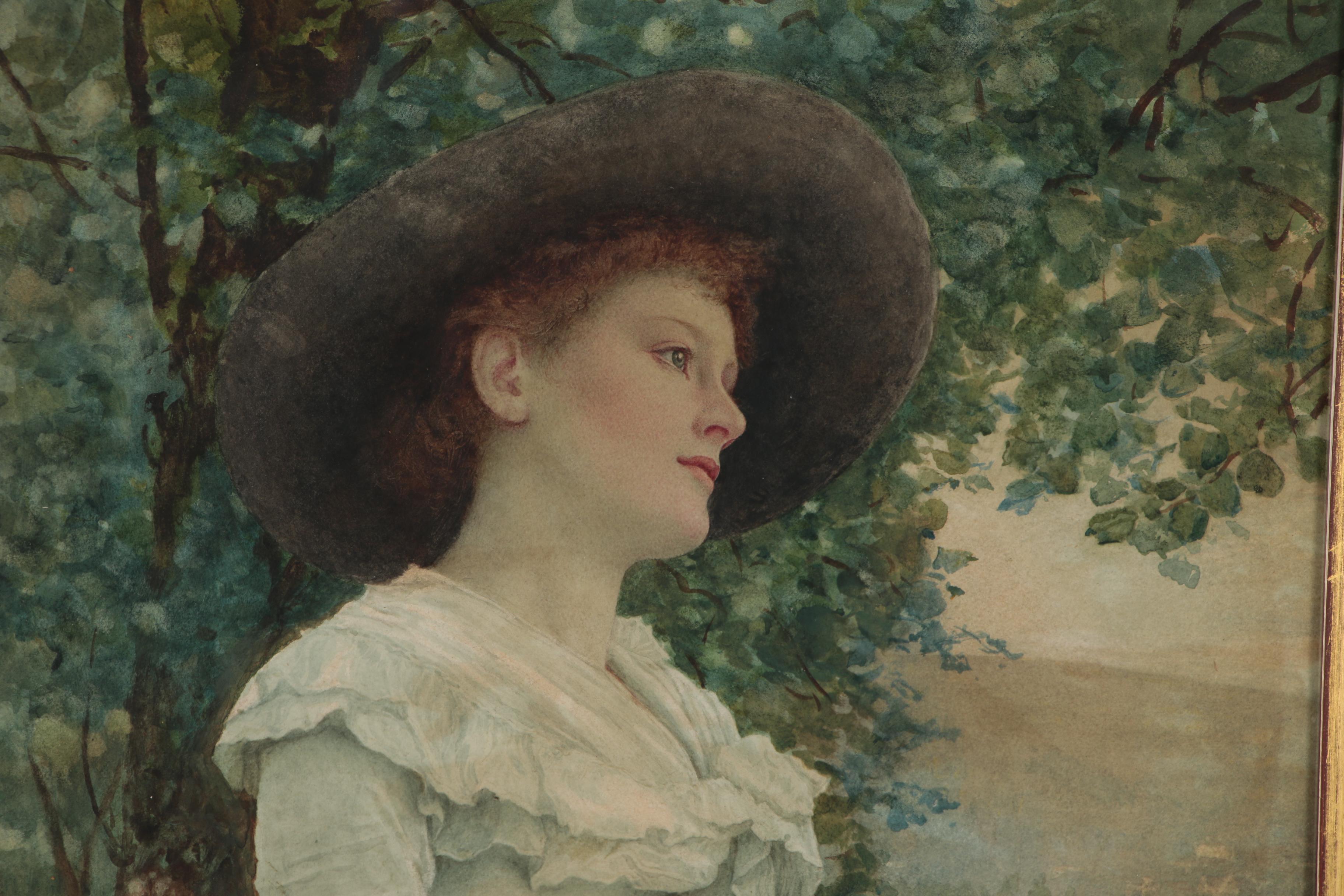 Edward Killingworth Johnson Watercolor Painting Portrait, Late 19th Century