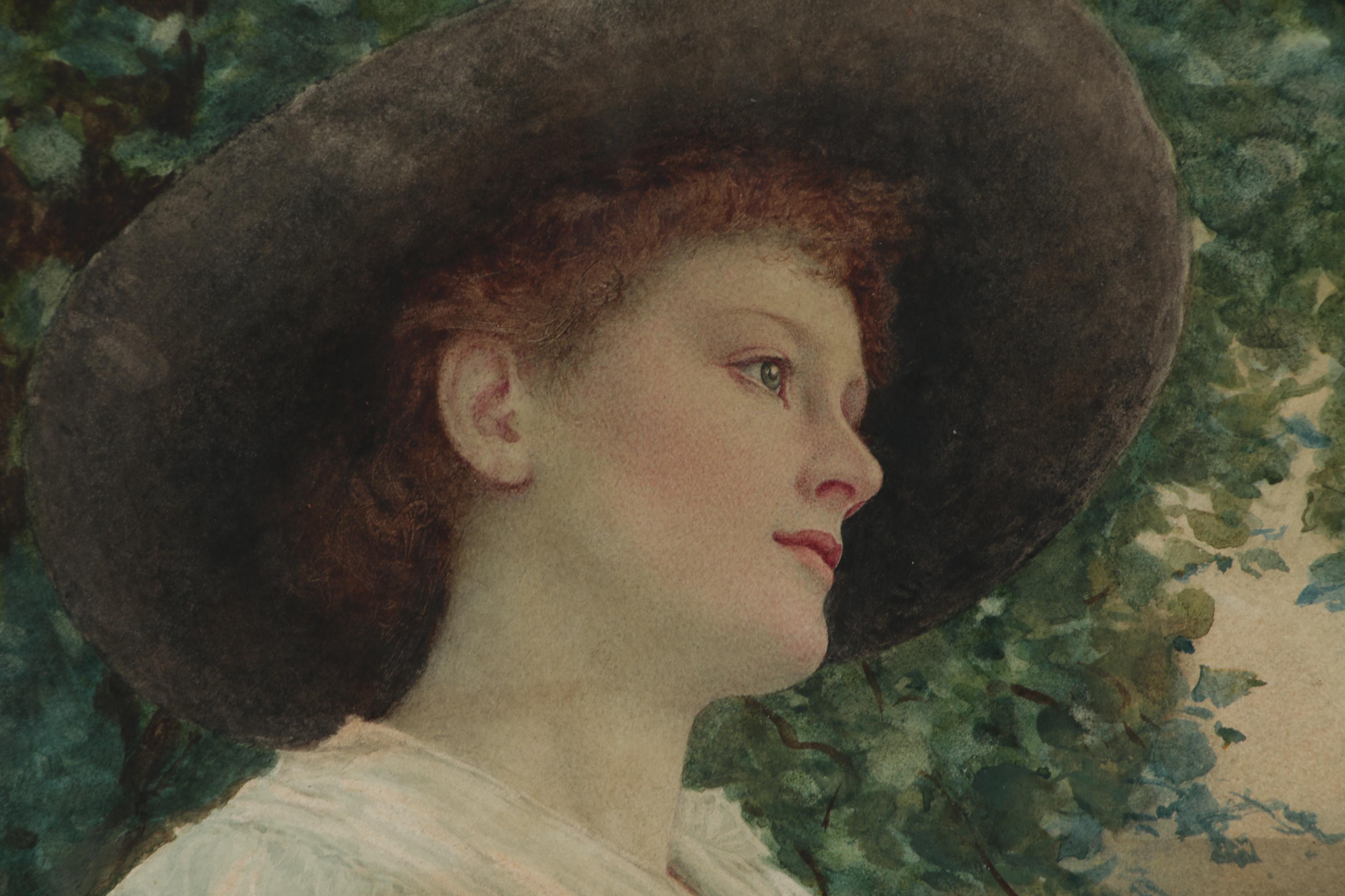 Edward Killingworth Johnson Watercolor Painting Portrait, Late 19th Century