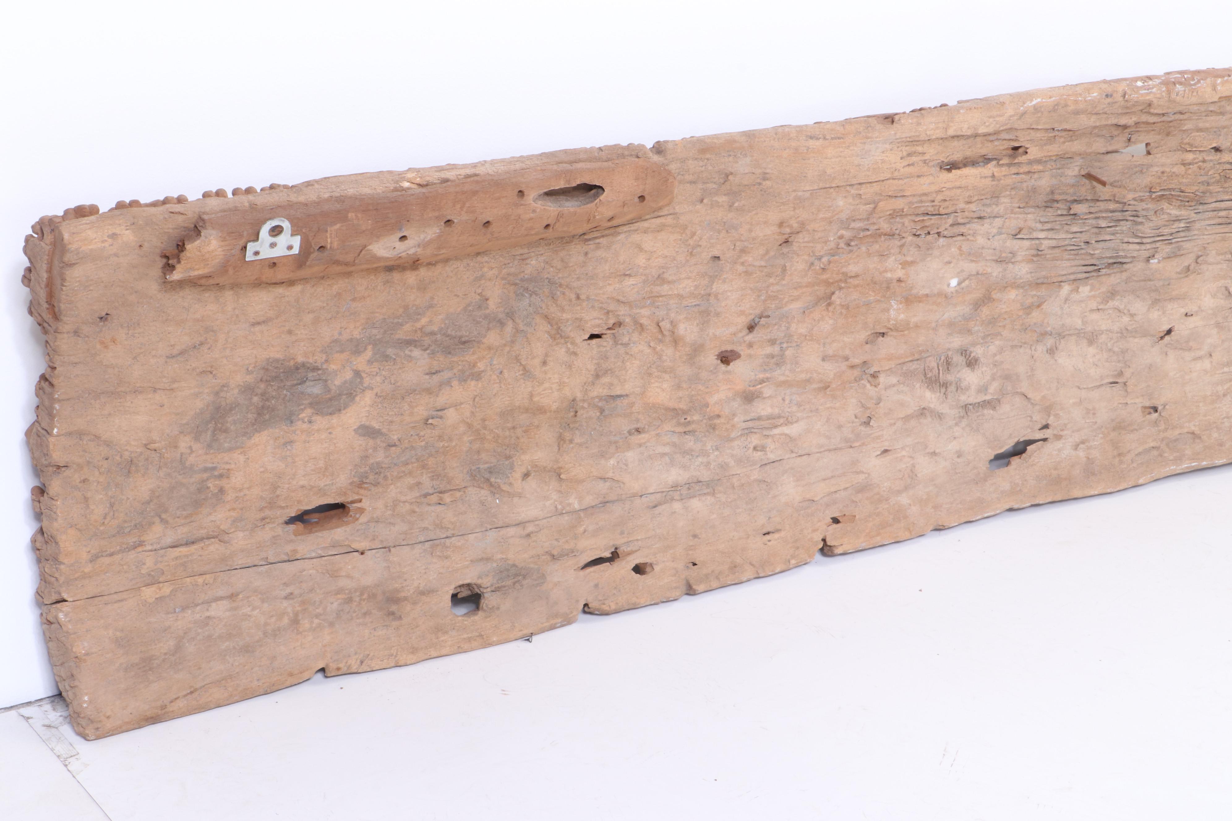 Thai Style Hand-Carved Architectural Relief with Makara and Mythological Fish