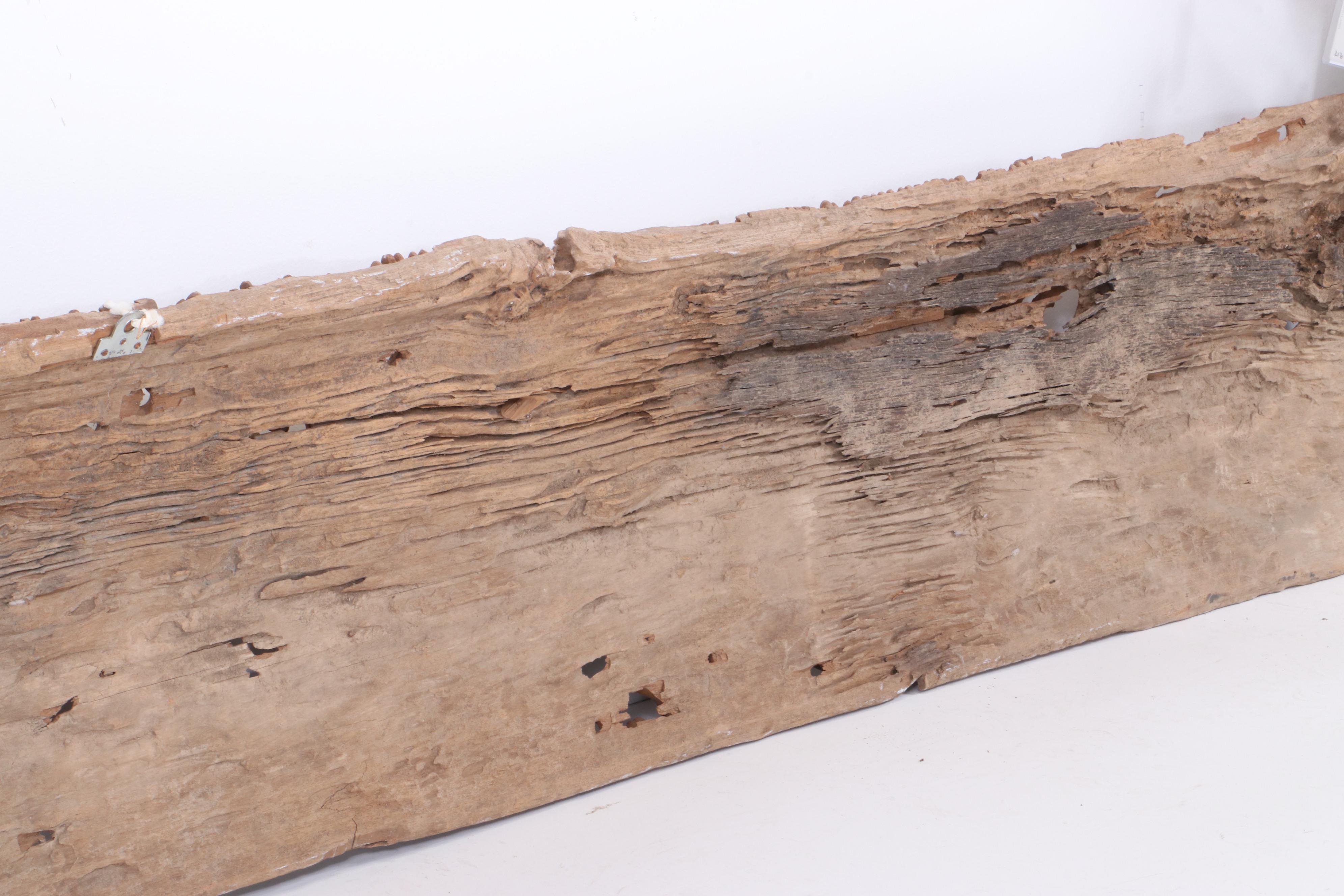 Thai Style Hand-Carved Architectural Relief with Makara and Mythological Fish