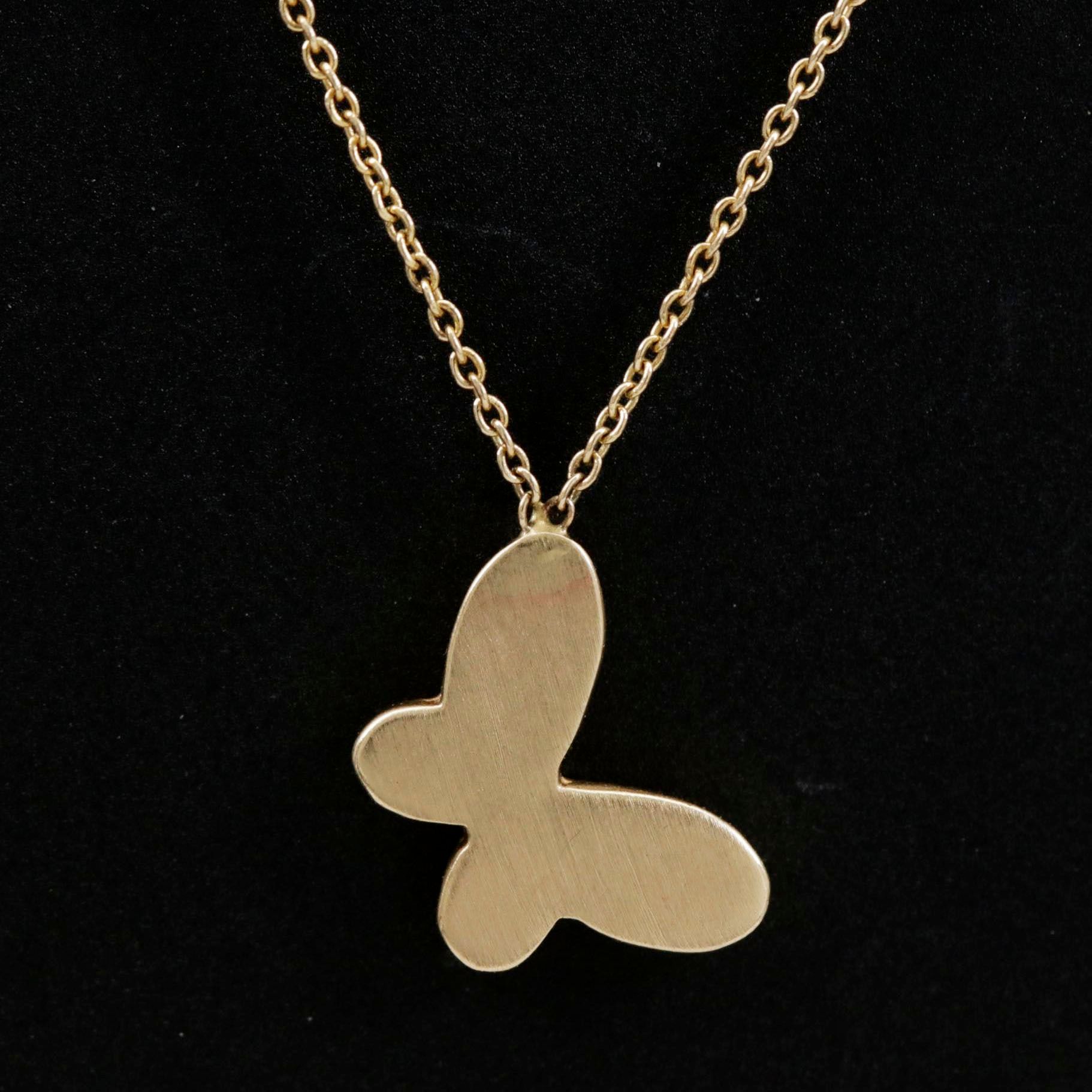 14K Yellow Gold Butterfly Necklace
