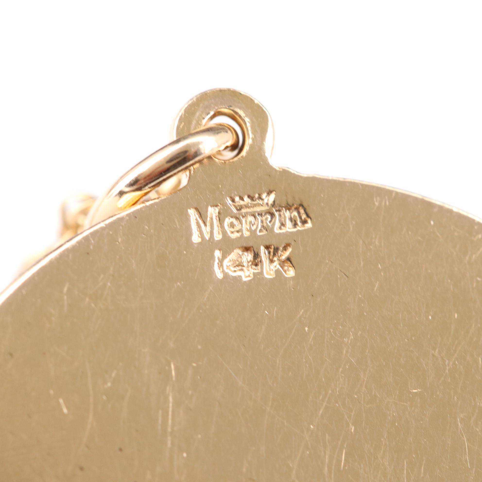 14K Yellow Gold Diamond Pendant Necklace Featuring French Love Saying