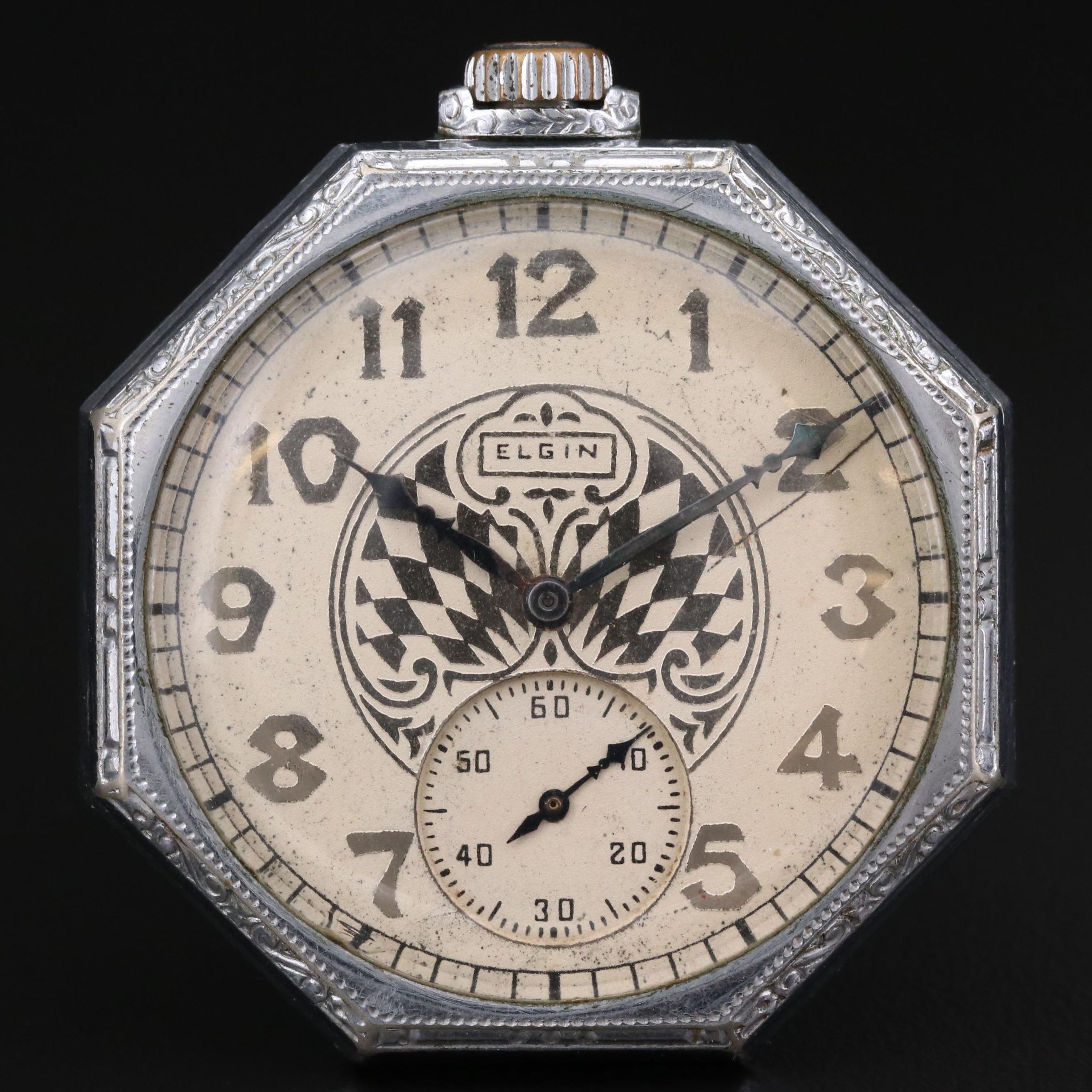Vintage Elgin Octagonal Open Face Pocket Watch, 1929