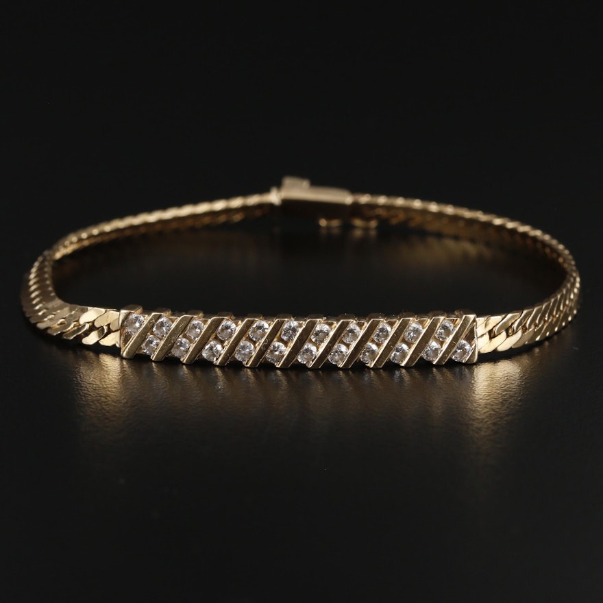 14K Yellow Gold 0.93 CTW Diamond Herringbone Chain Bracelet