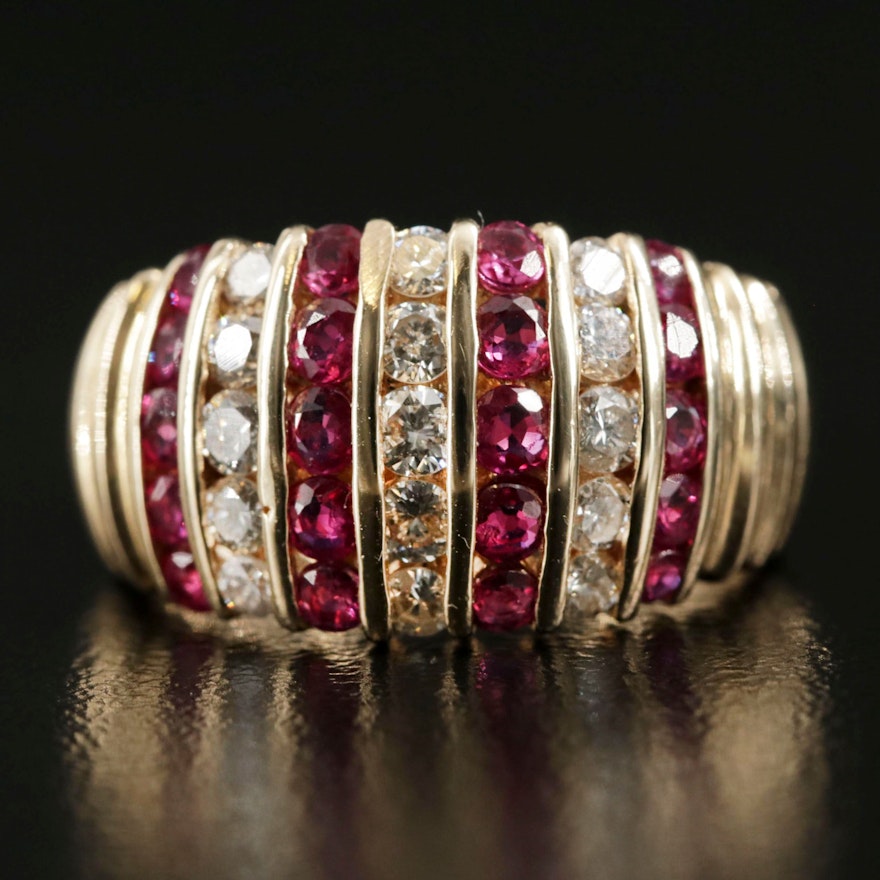 14K Gold Ruby and Diamond Ring