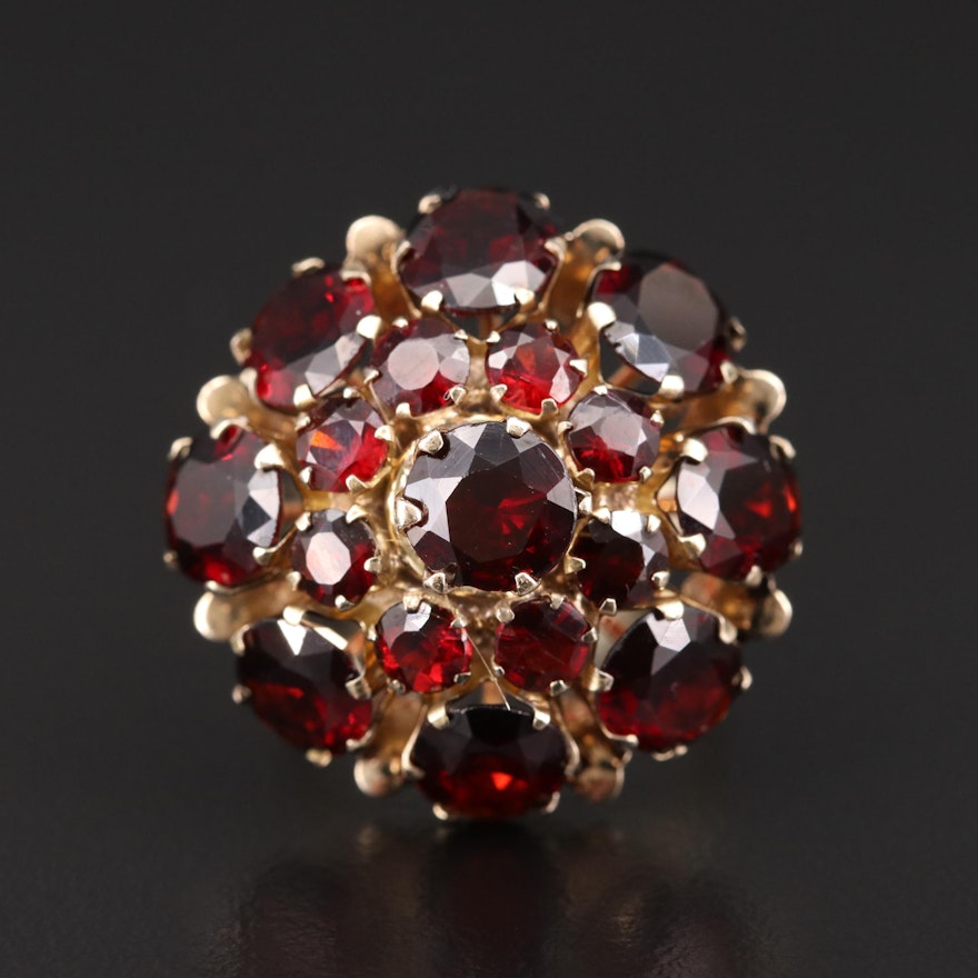 14K Gold Garnet Cluster Ring