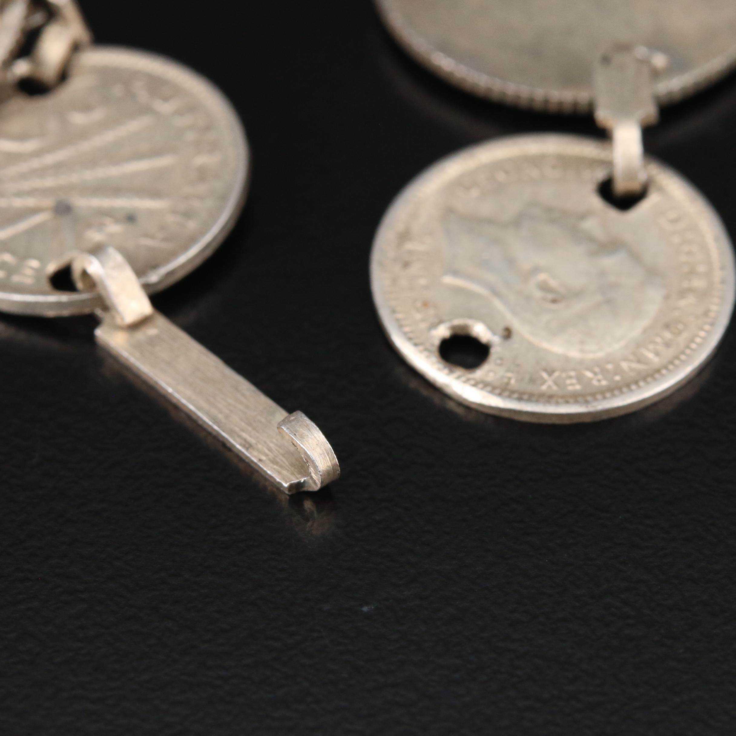 Bracelet with 1942, 1943 Australian Silver Coins: Threepence, Sixpence, Shilling