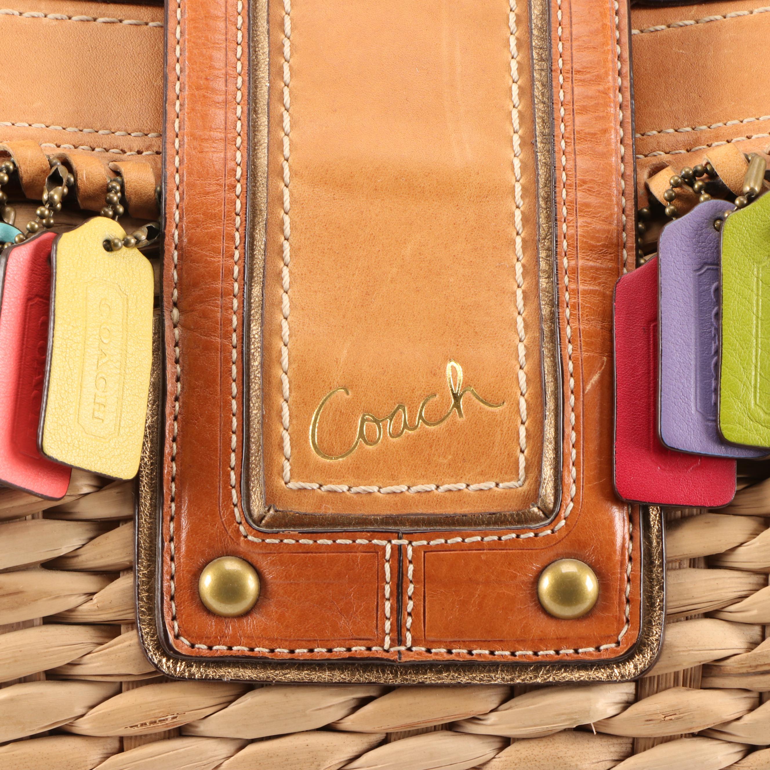 Coach Legacy Limited Edition Lily XXL Straw Basket Tote with Leather Trim