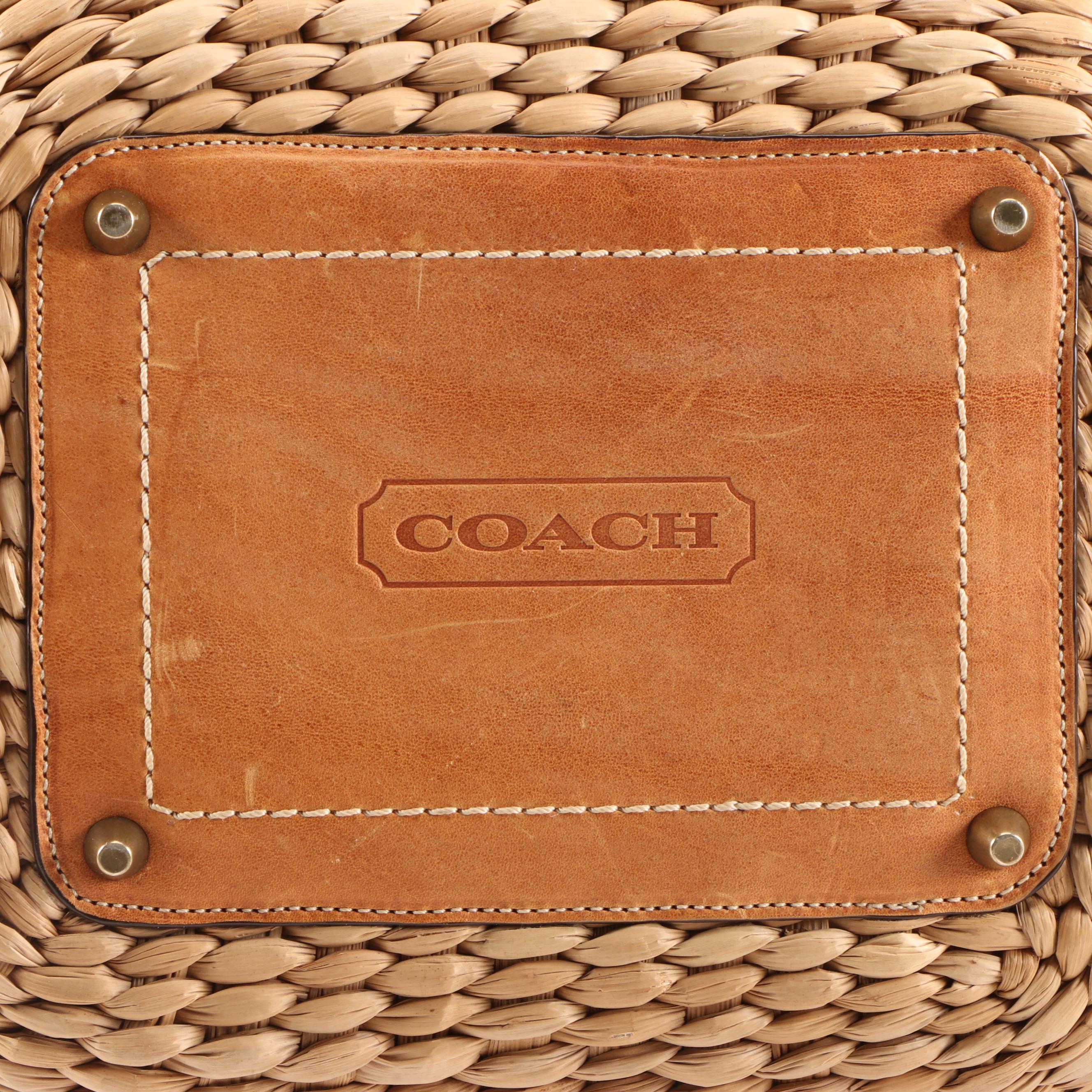 Coach Legacy Limited Edition Lily XXL Straw Basket Tote with Leather Trim